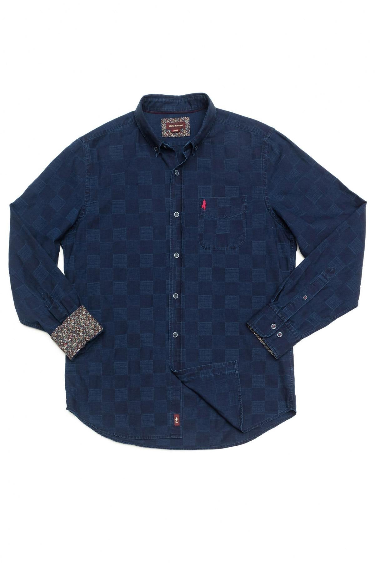 Indigo blue men's shirt - Image n°1