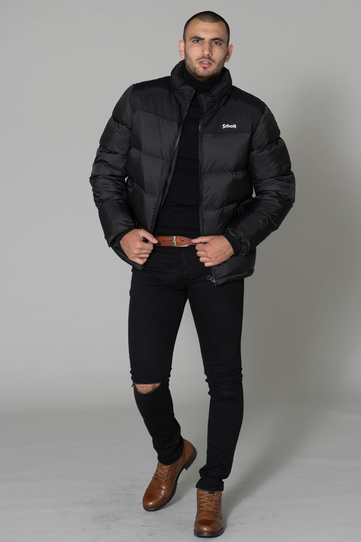 Black nylon down jacket for men - Image n°10