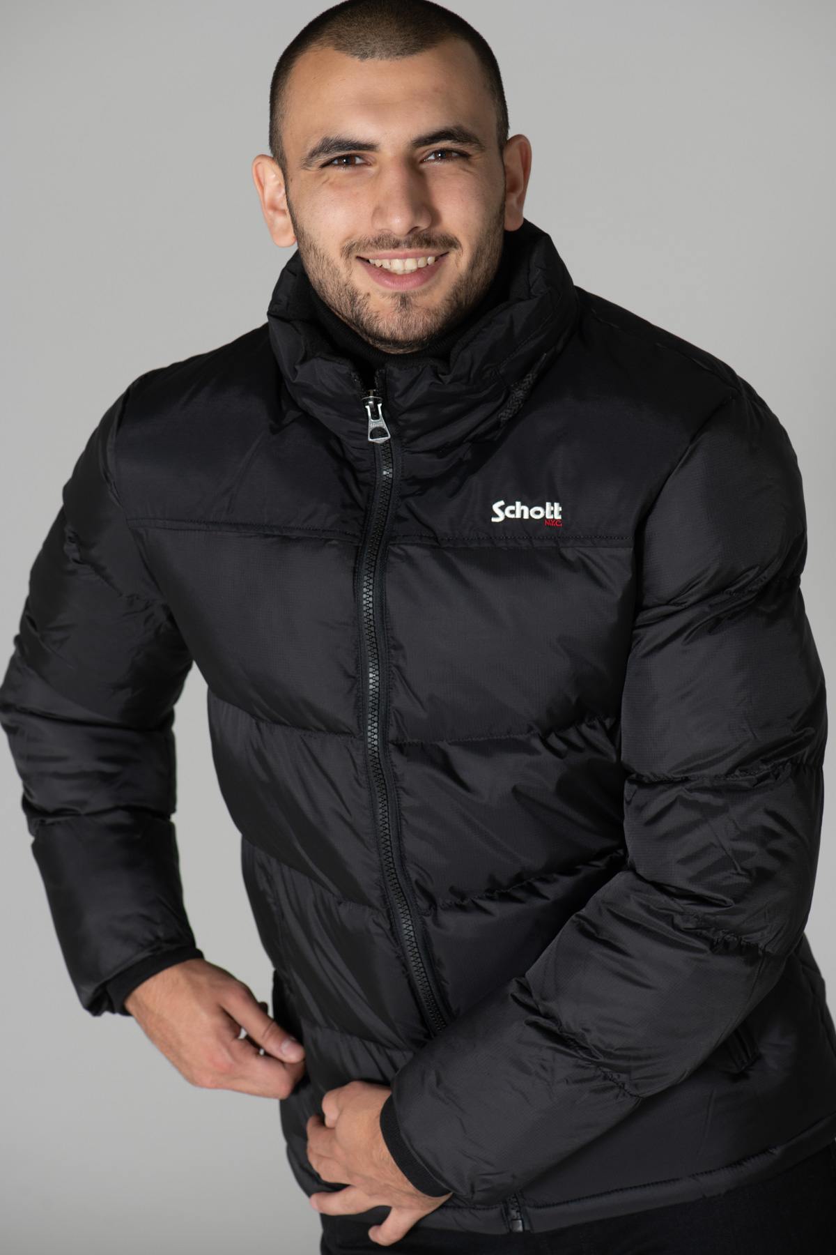 Black nylon down jacket for men - Image n°1