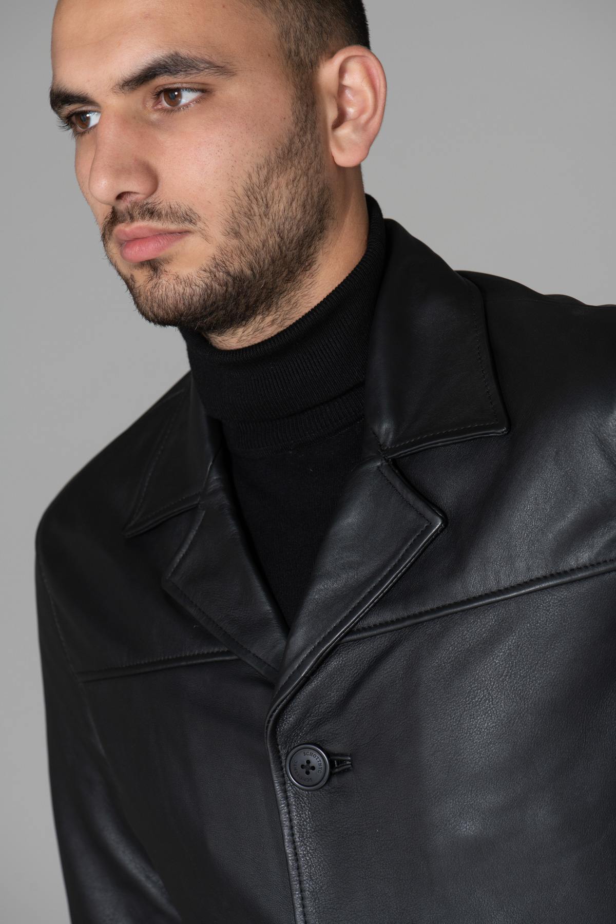 Black thick leather jacket - Image n°3