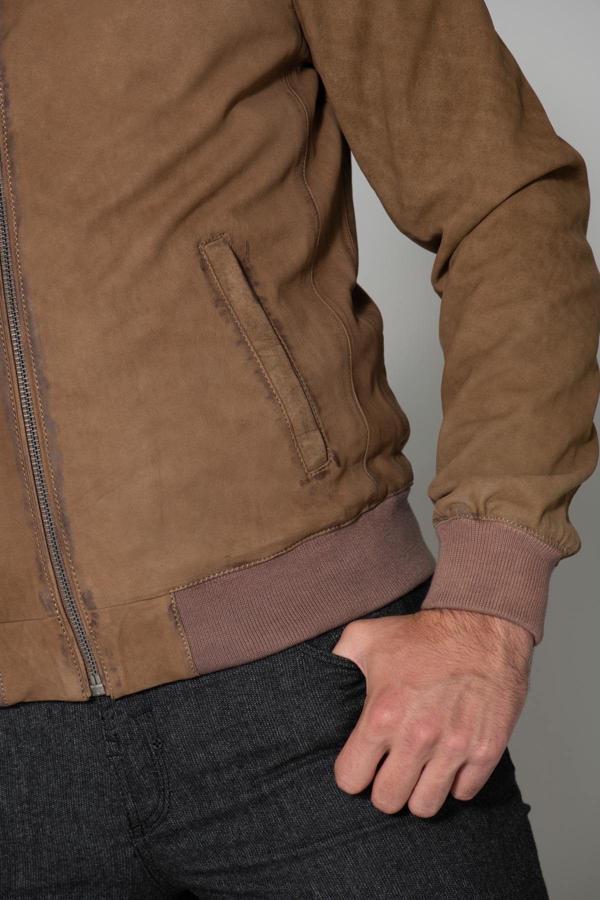 Coffee-colored nubuck leather jacket - Image n°9