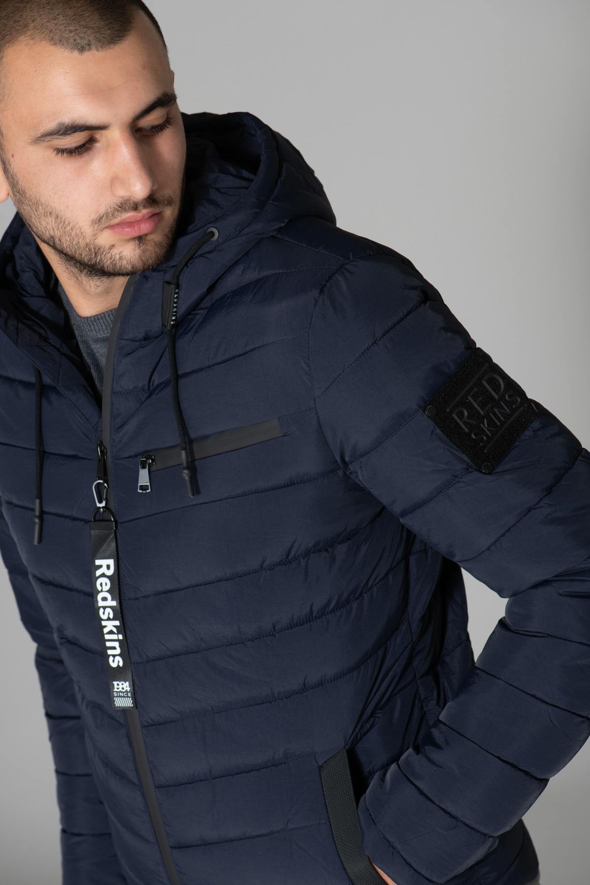 Men's navy blue down jacket - Image n°2