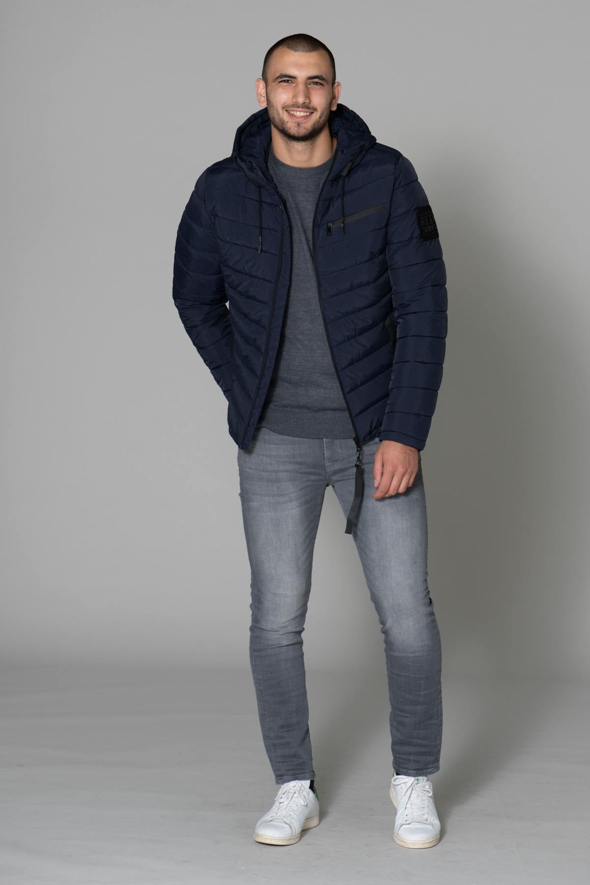 Men's navy blue down jacket - Image n°3