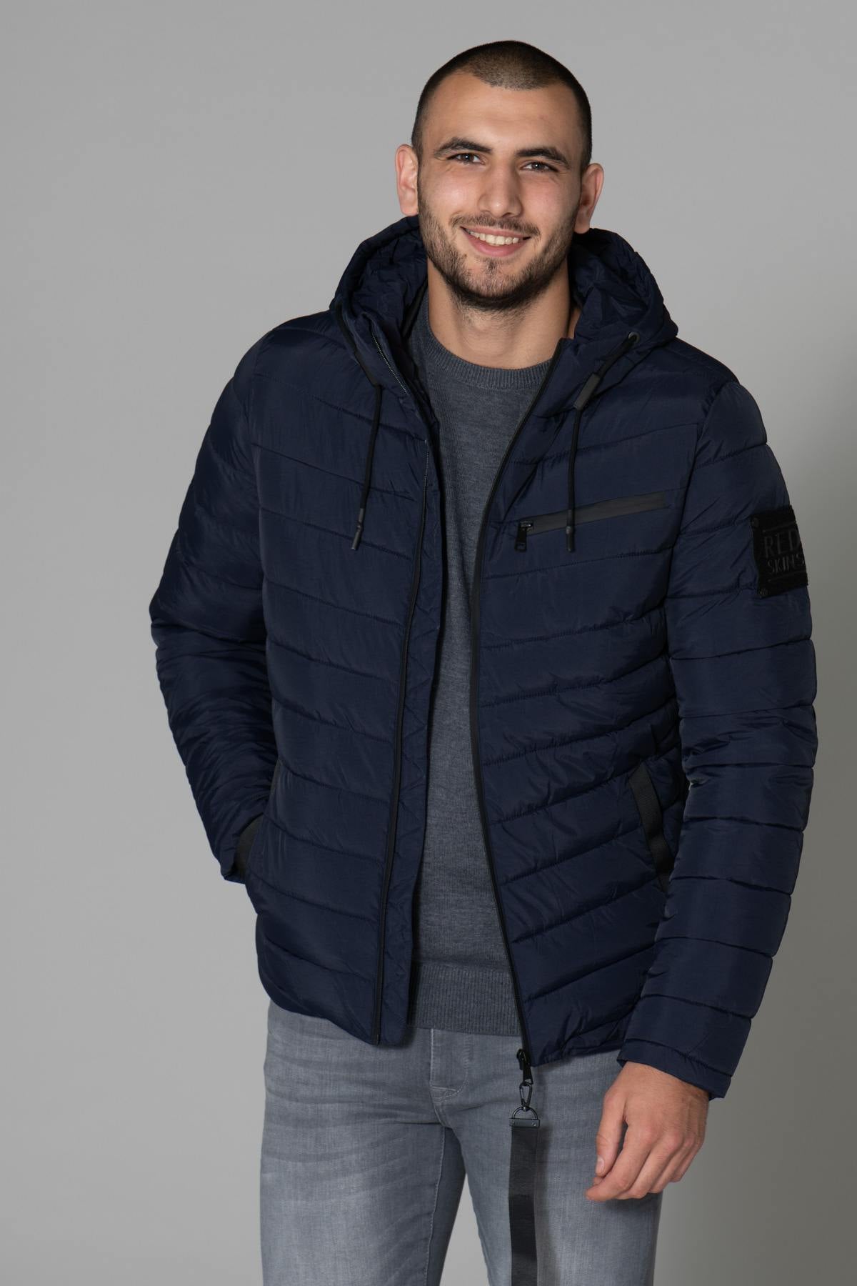 Men's navy blue down jacket - Image n°4