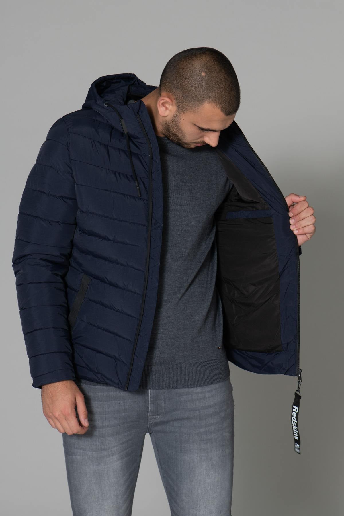 Men's navy blue down jacket - Image n°6