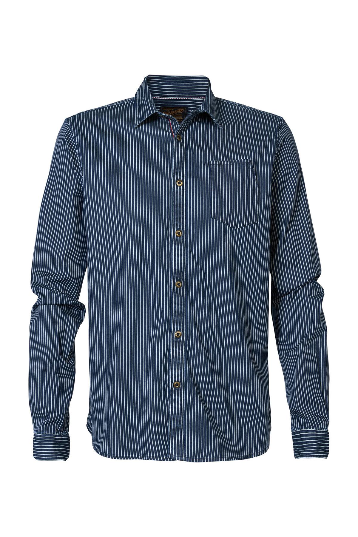 Blue striped shirt for men - Image n°1