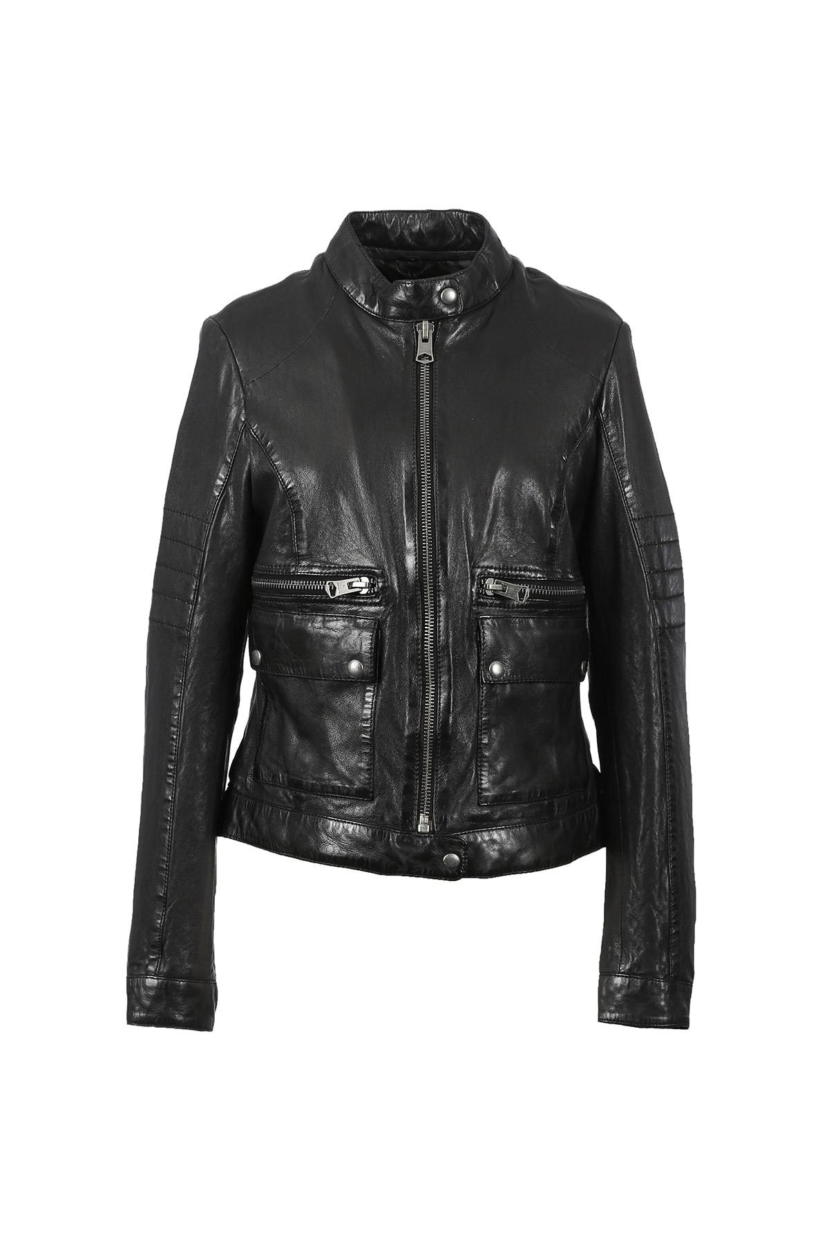 Biker-style leather jacket - Image n°1