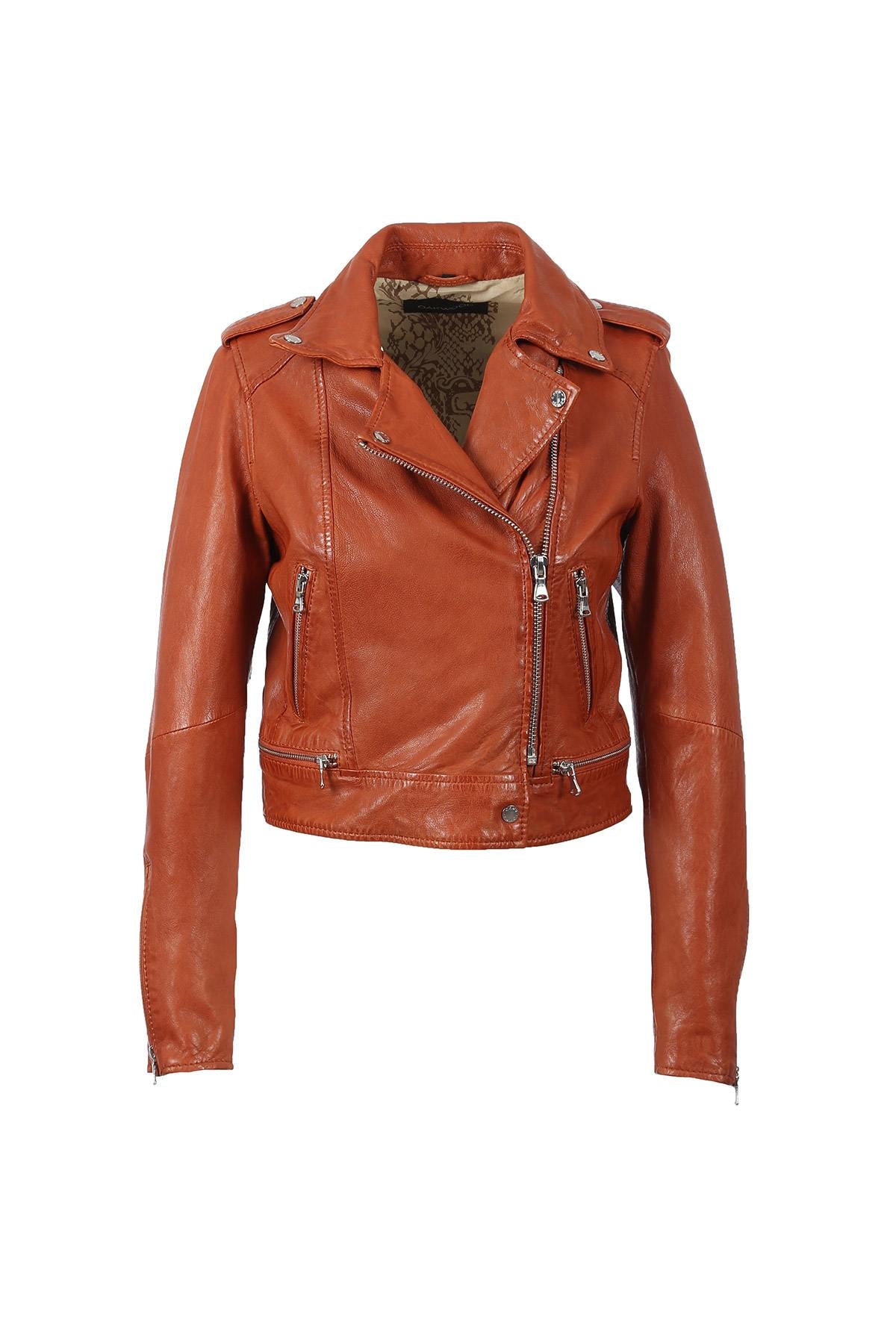 Short orange Biker Jacket - Image n°10