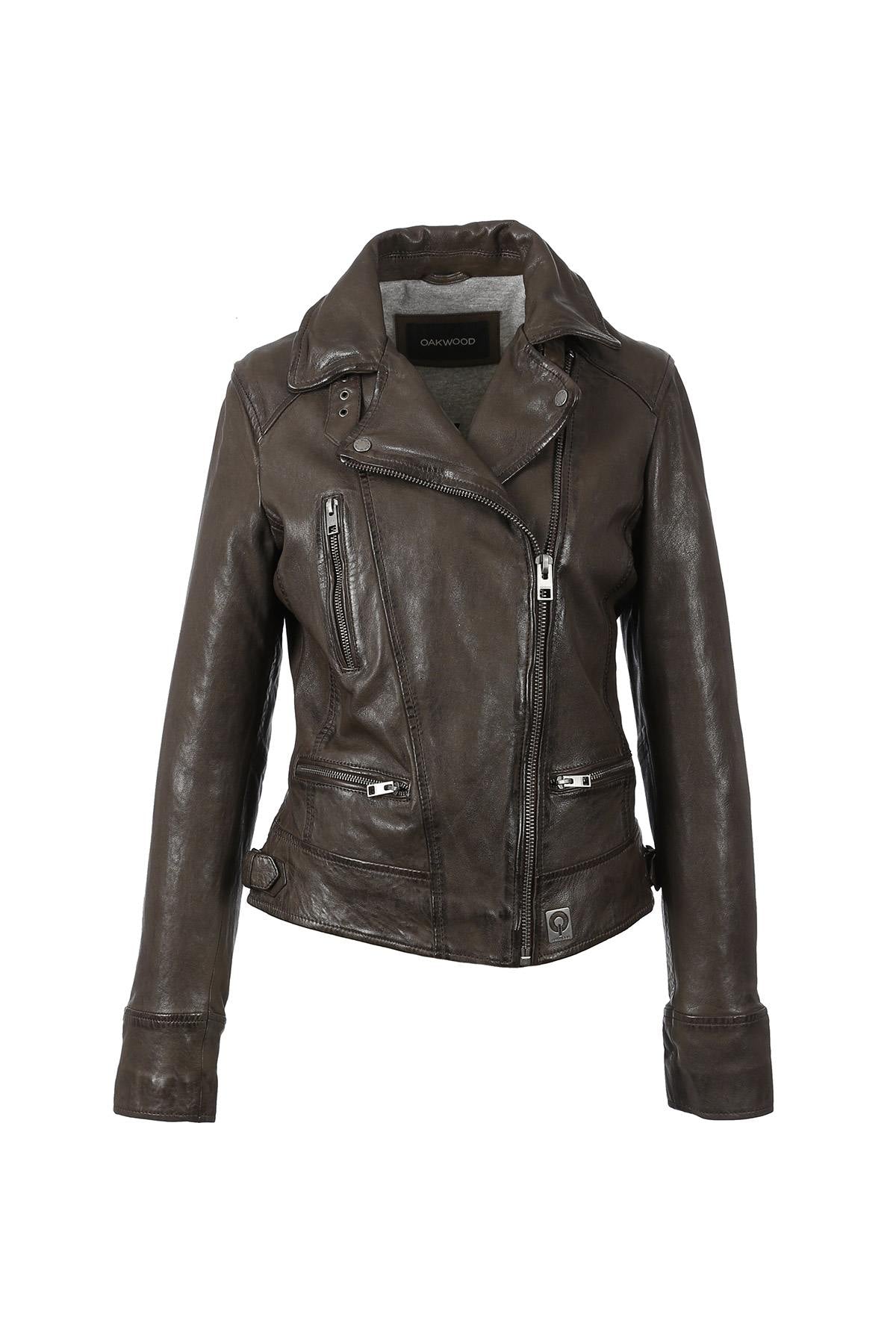 Mid-length brown Biker Jacket - Image n°9