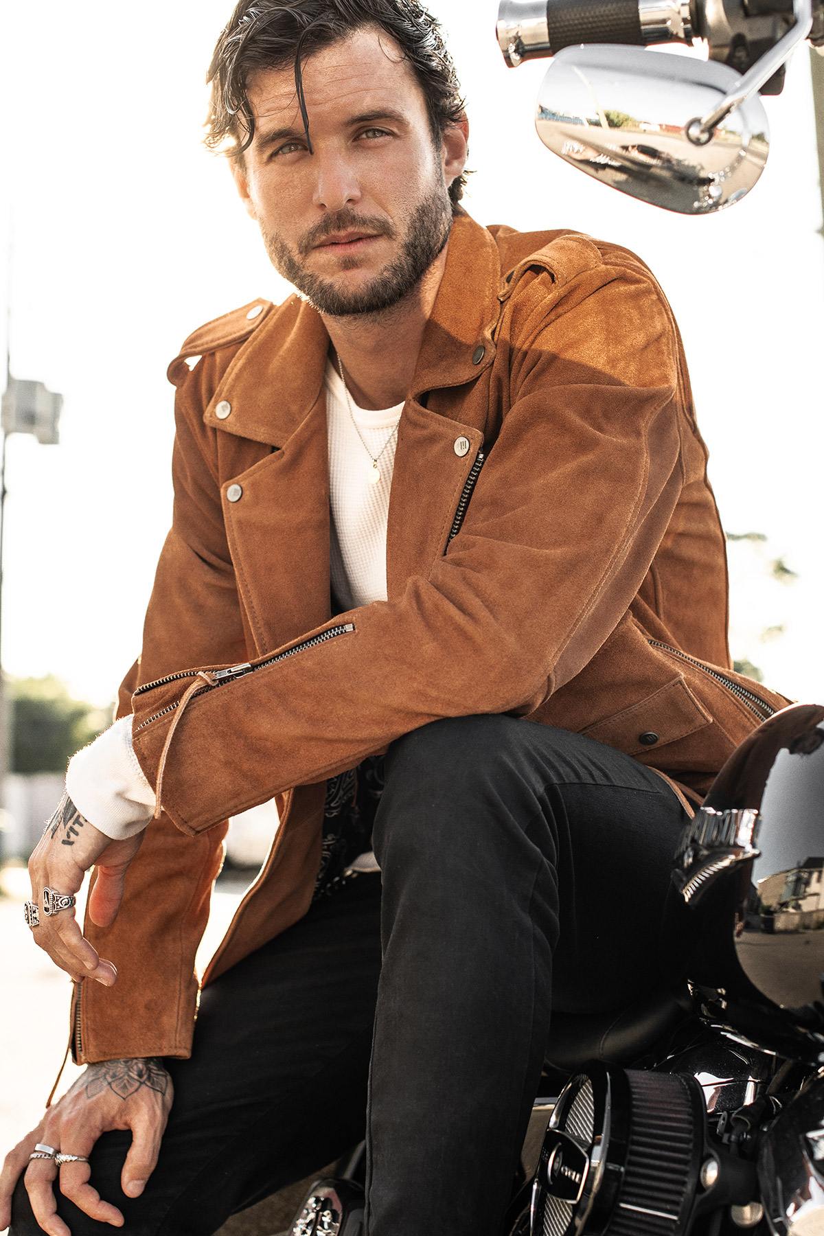 Biker Jacket in premium suede sheep leather - Image n°1