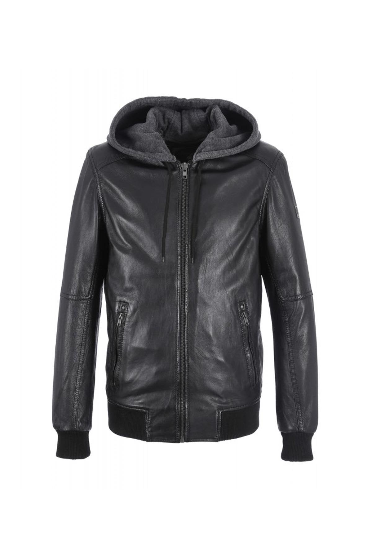 Men's black hooded collar jacket - Image n°9