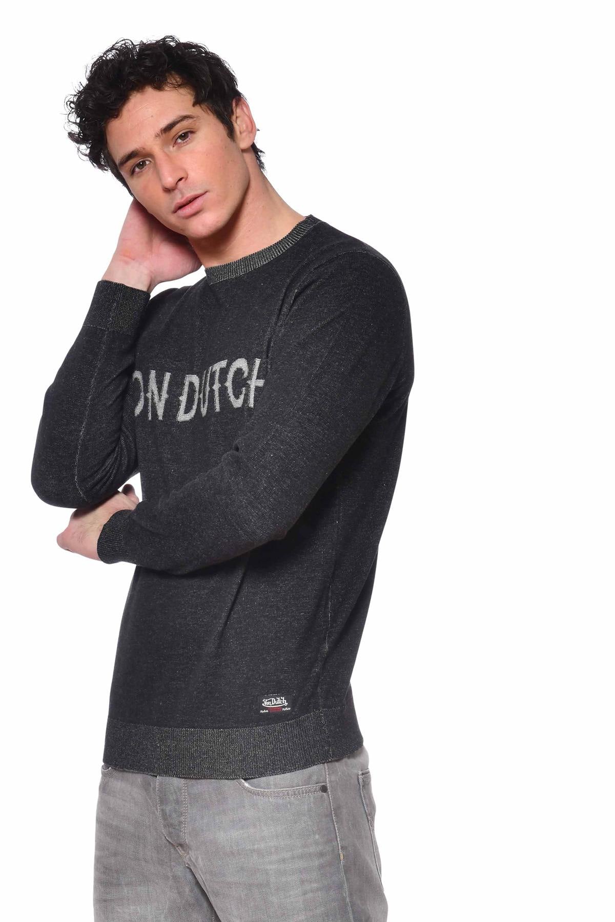 Black round neck sweater - Image n°1