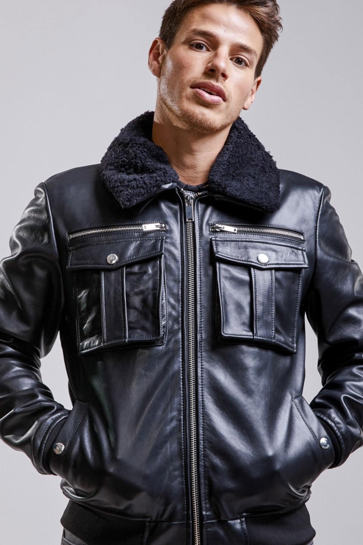 Men's aviator in black genuine leather - Image n°4