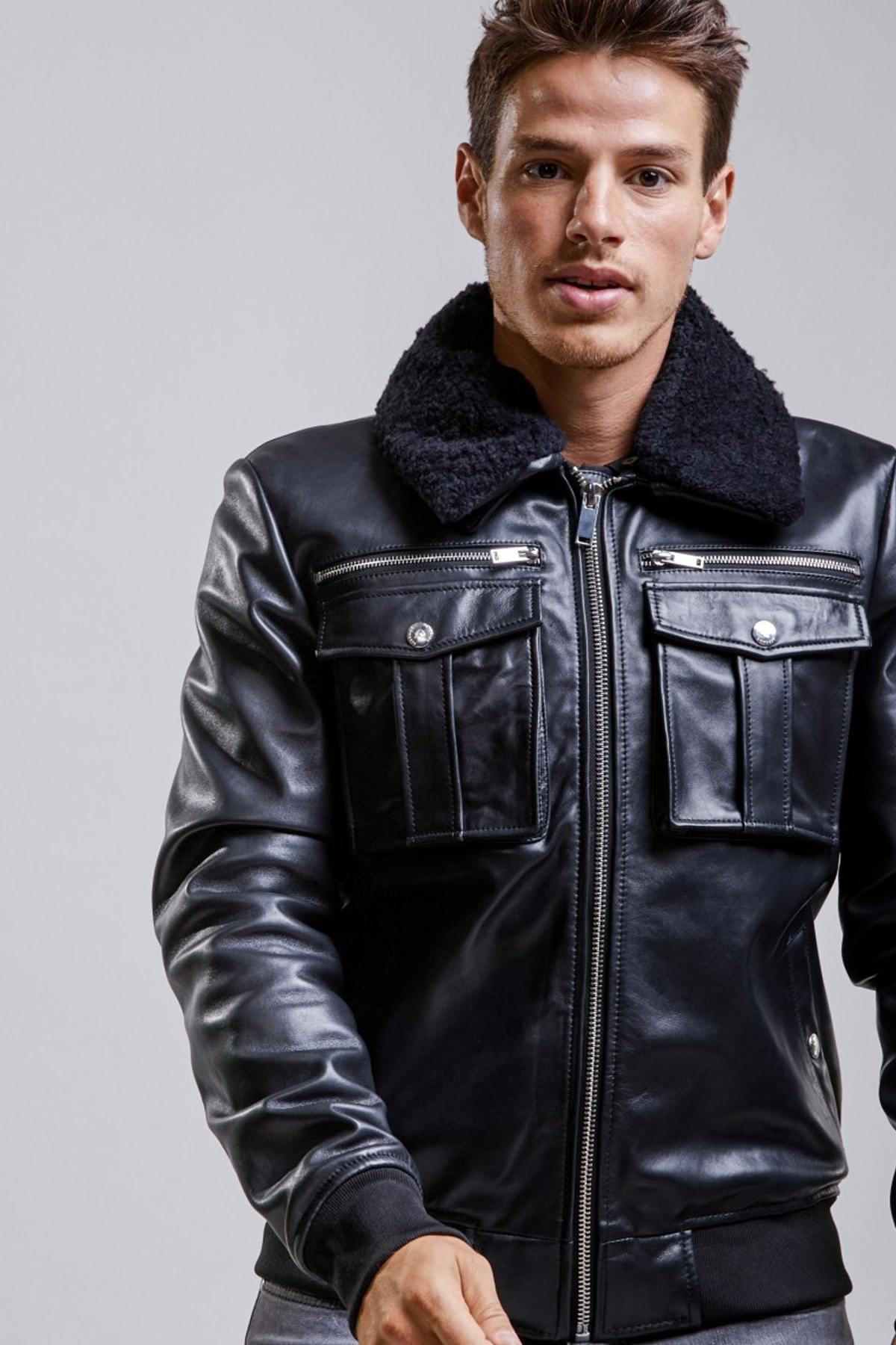 Men's aviator in black genuine leather - Image n°6