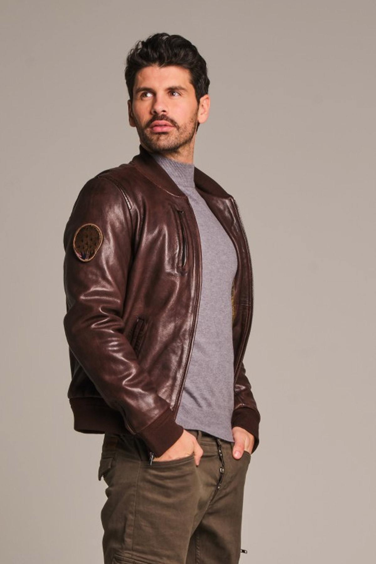 Patrol de France leather aviator bomber jacket - Image n°5