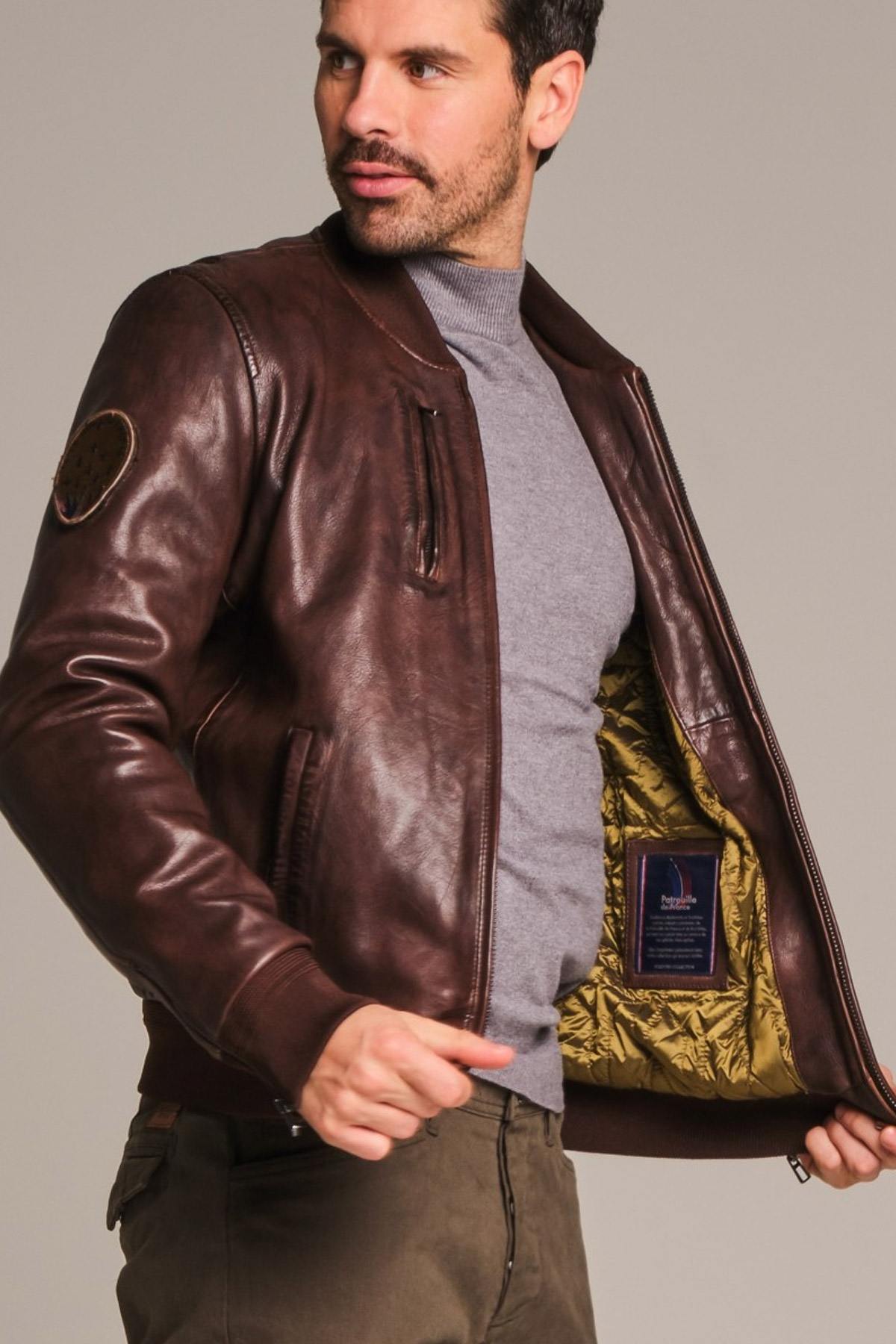 Patrol de France leather aviator bomber jacket - Image n°1