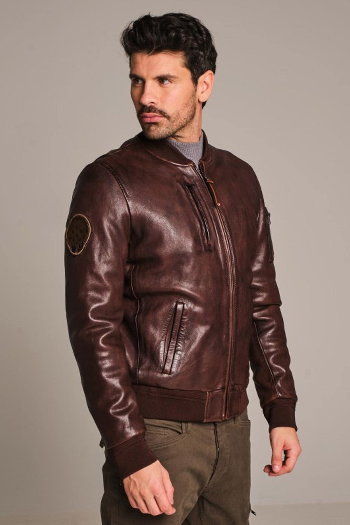 Patrol de France leather aviator bomber jacket - Image n°2