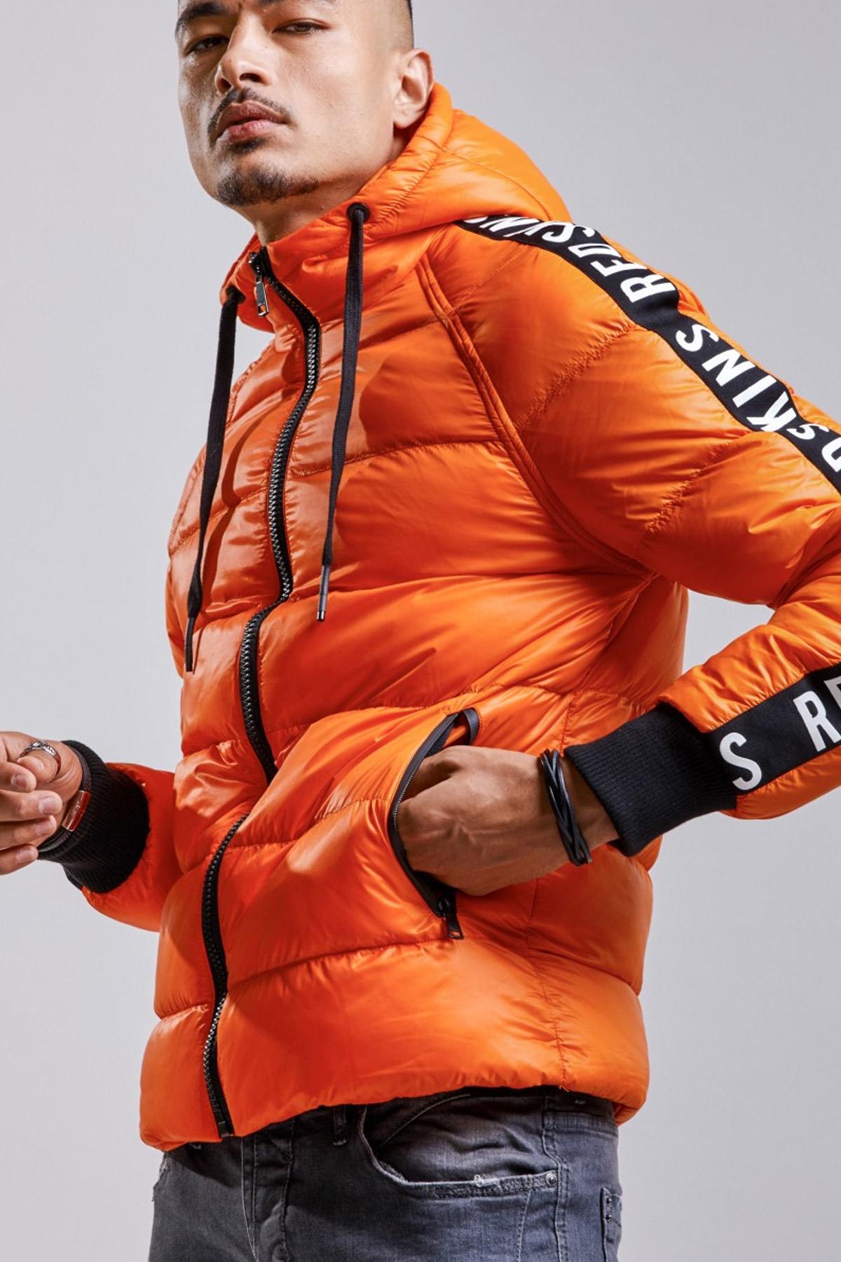 Men's orange down jacket - Image n°1