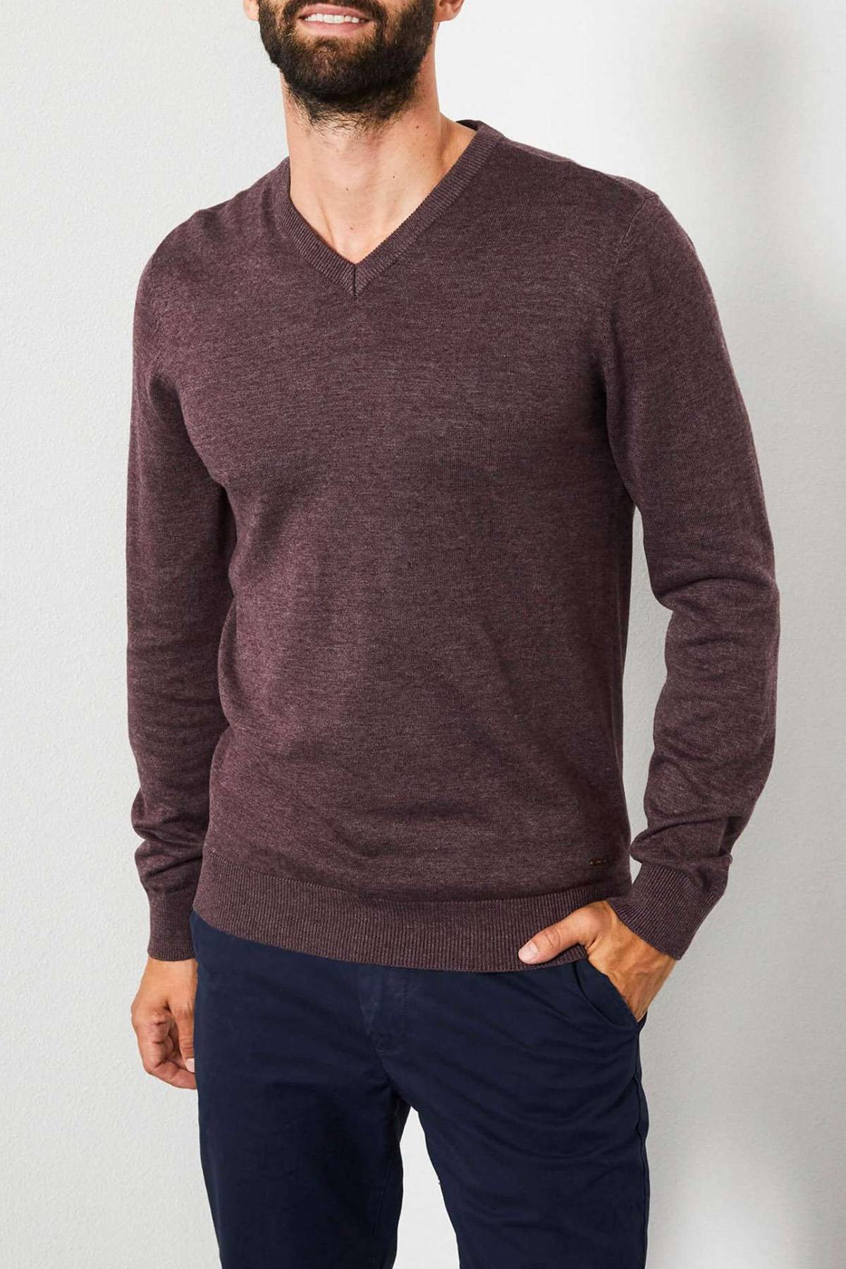 V-neck knit sweater - Image n°1