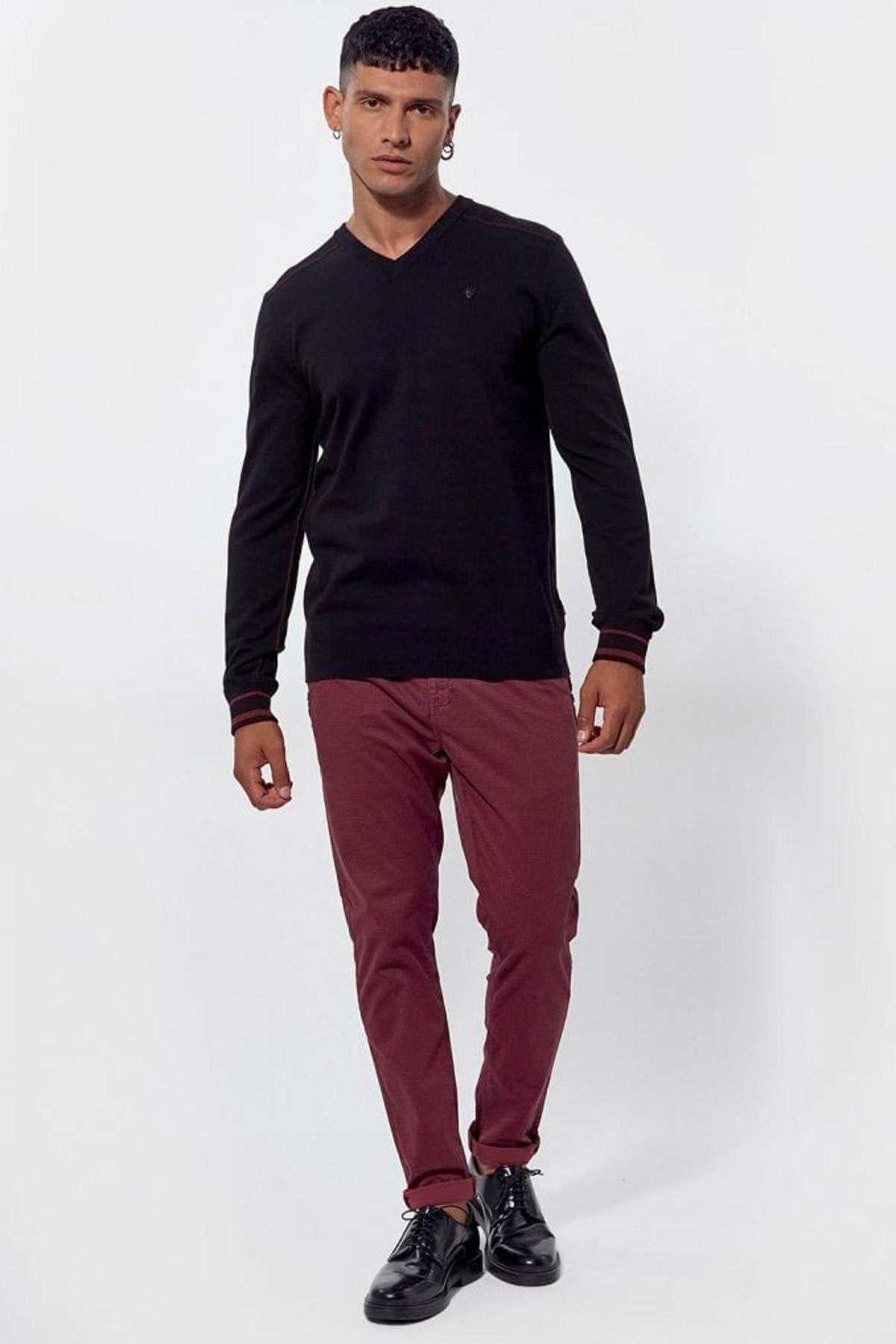 Black heather V-neck sweater - Image n°2