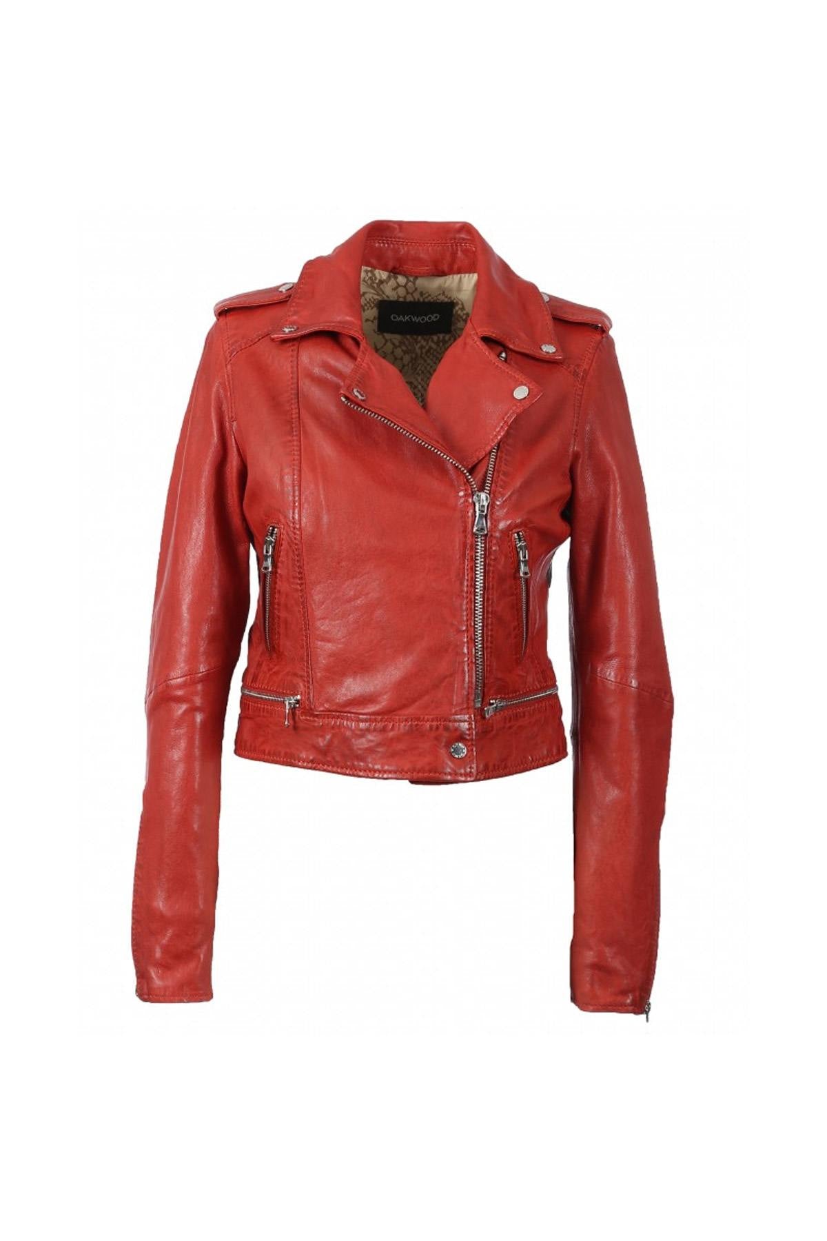 Short Red Biker Jacket for Women - Image n°8