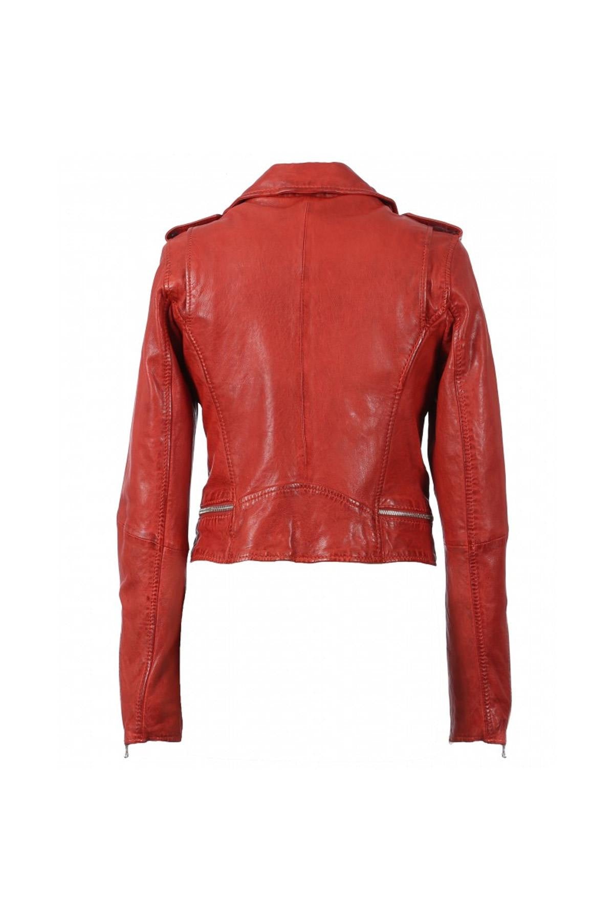 Short Red Biker Jacket for Women - Image n°10