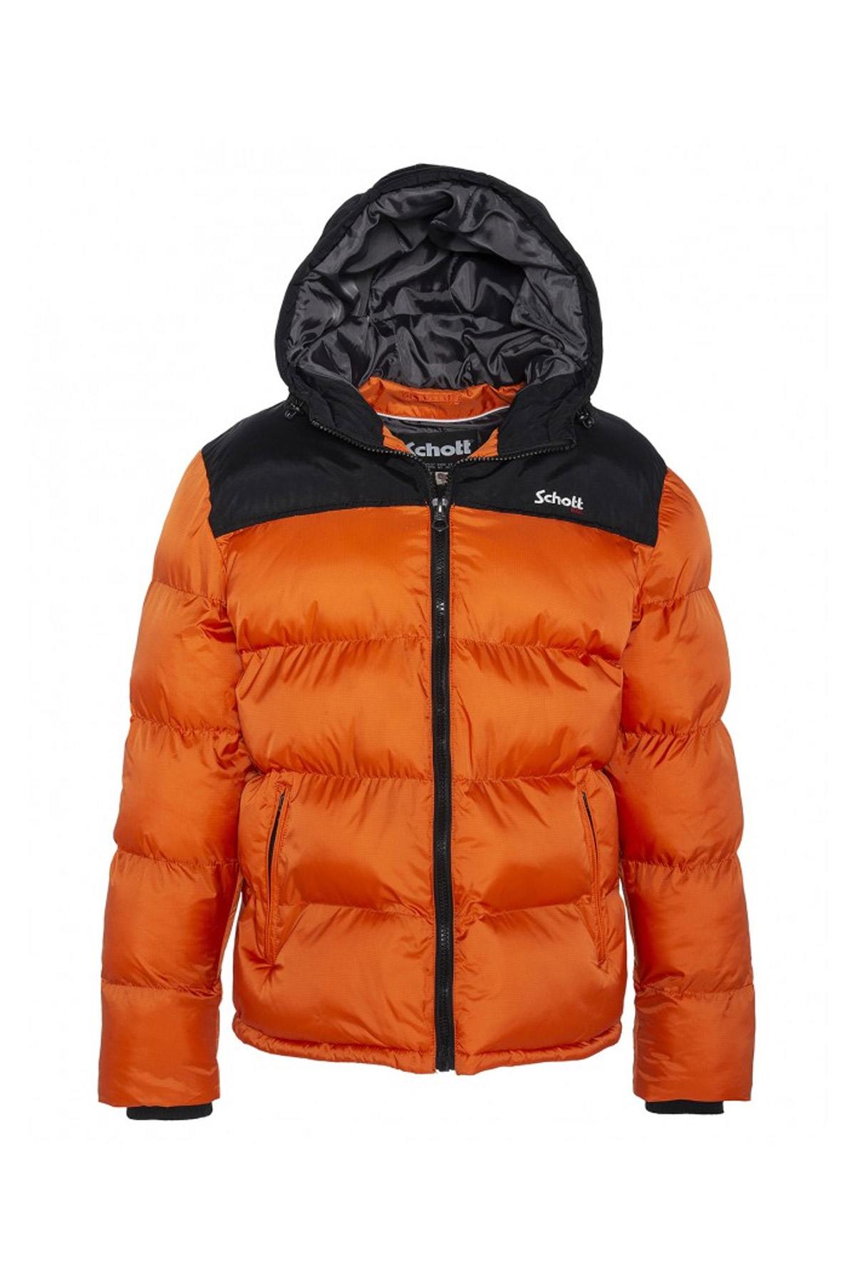 Orange and black nylon down jacket - Image n°1