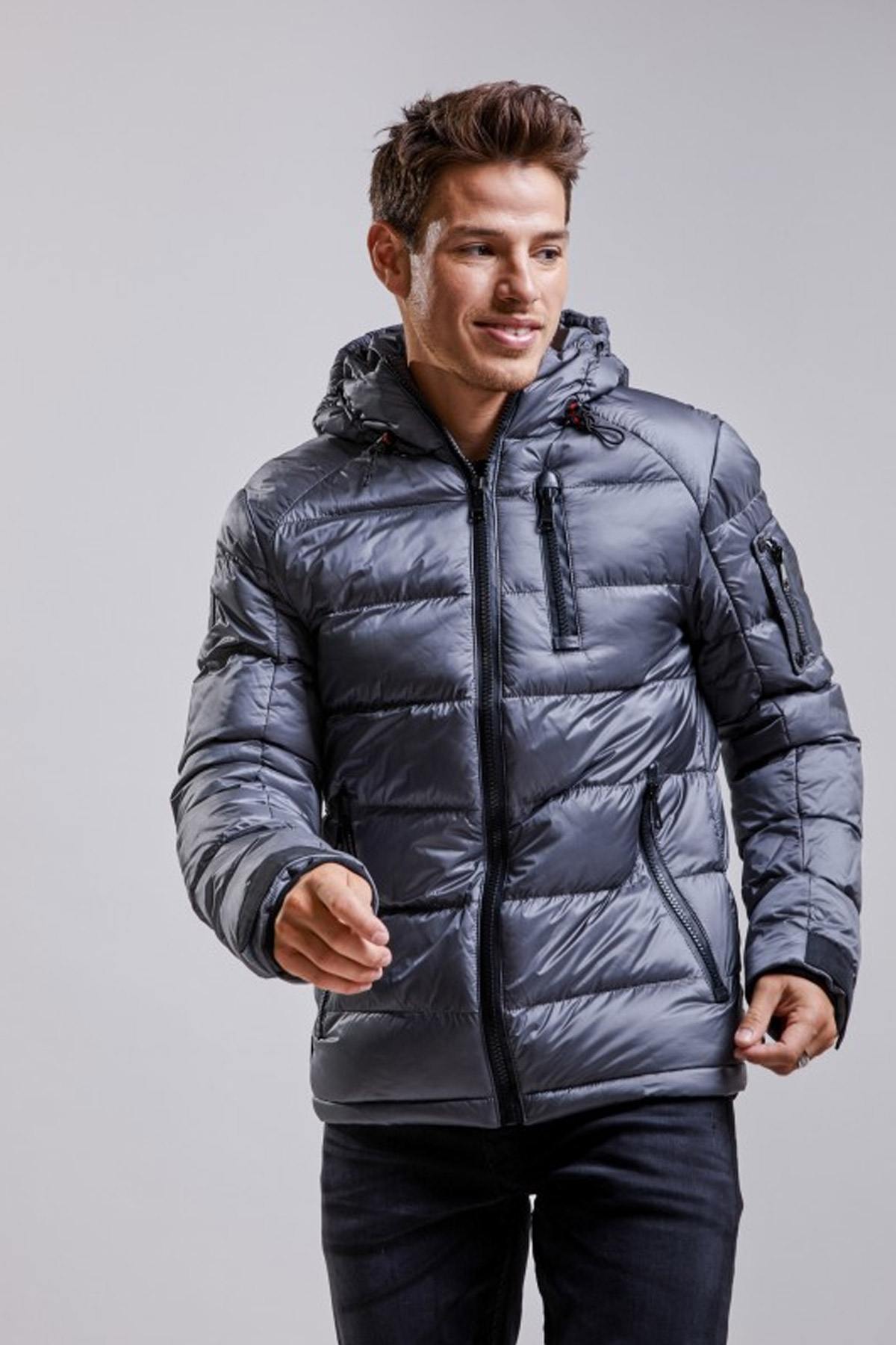 Men's gray down jacket - Image n°3