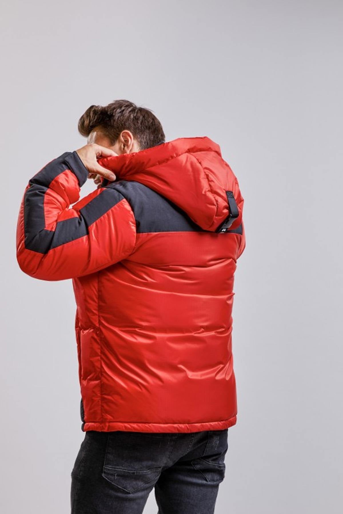 Men's red and black down jacket - Image n°3