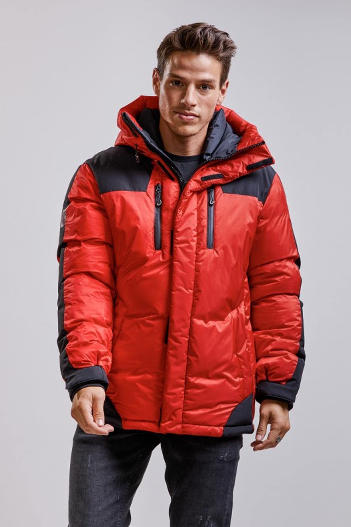 Men's red and black down jacket - Image n°4