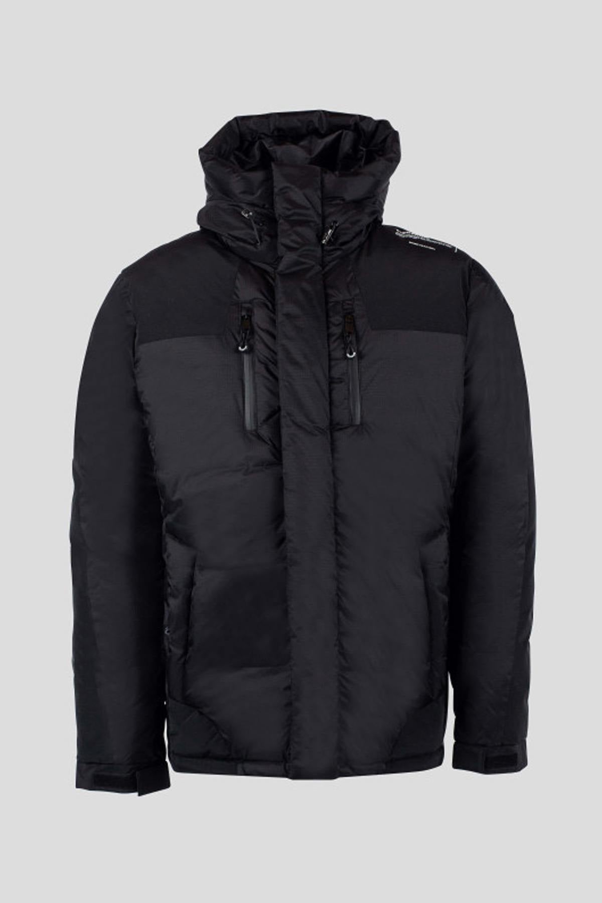 Black mid-length down jacket - Image n°1