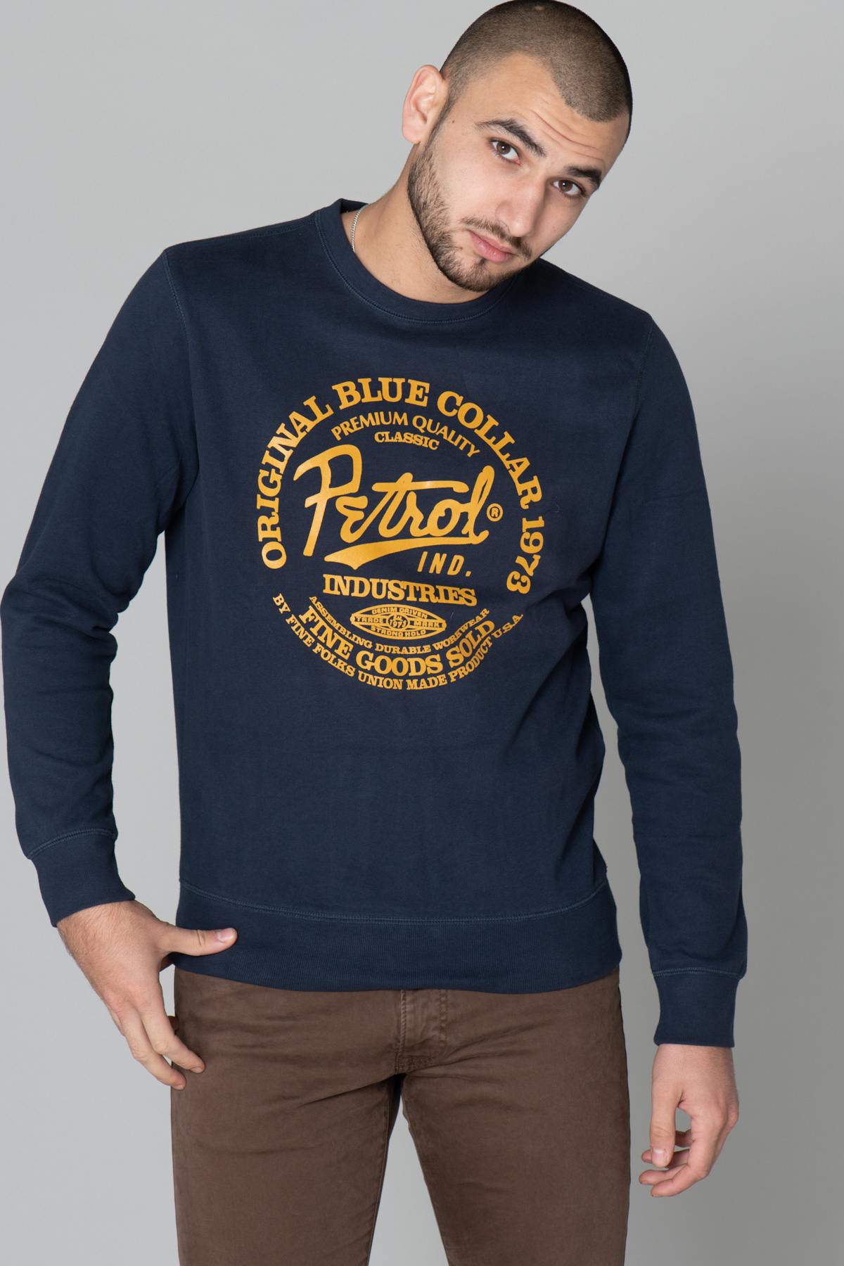 Navy blue cotton sweater - Image n°1