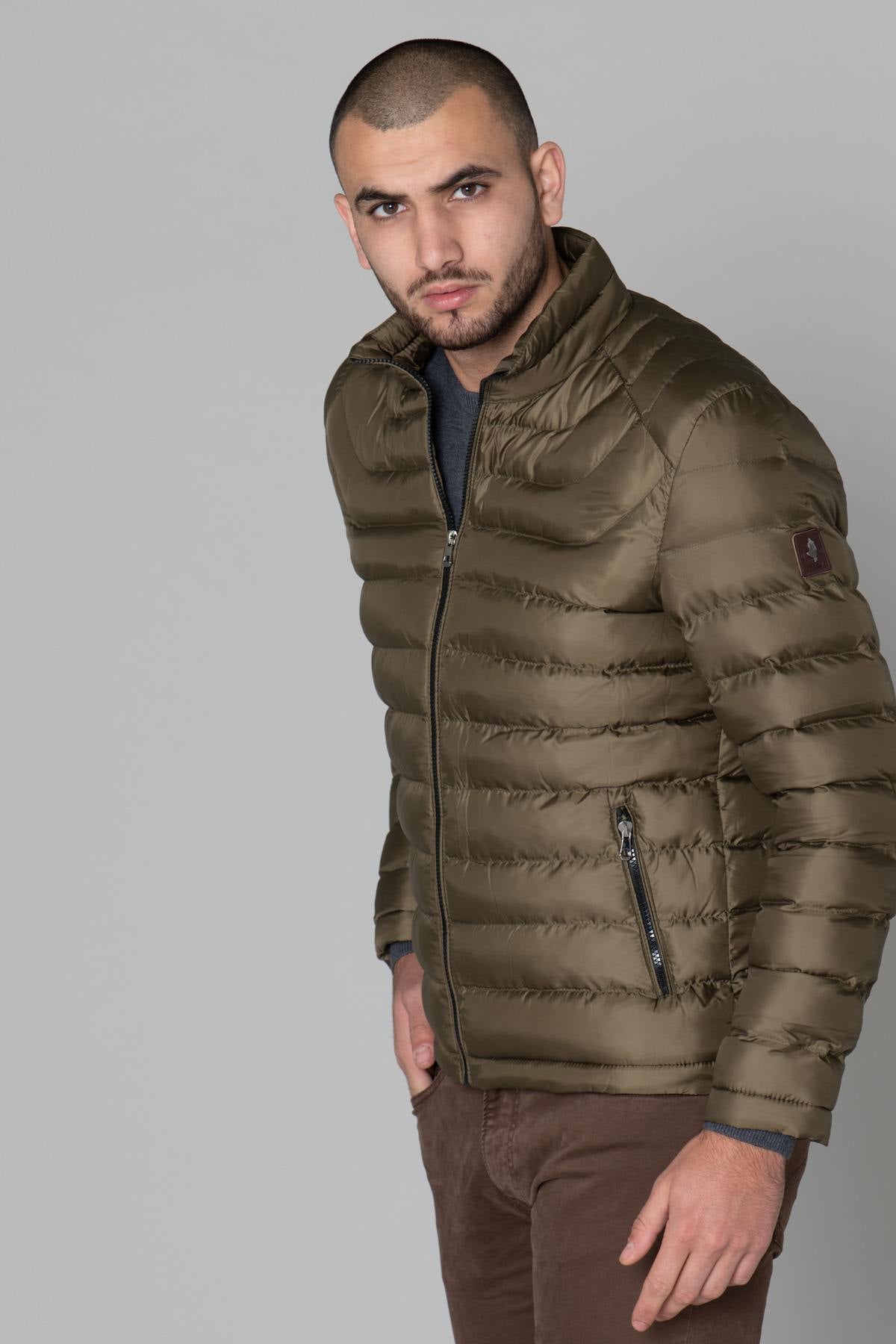 Thin khaki down jacket - Image n°5