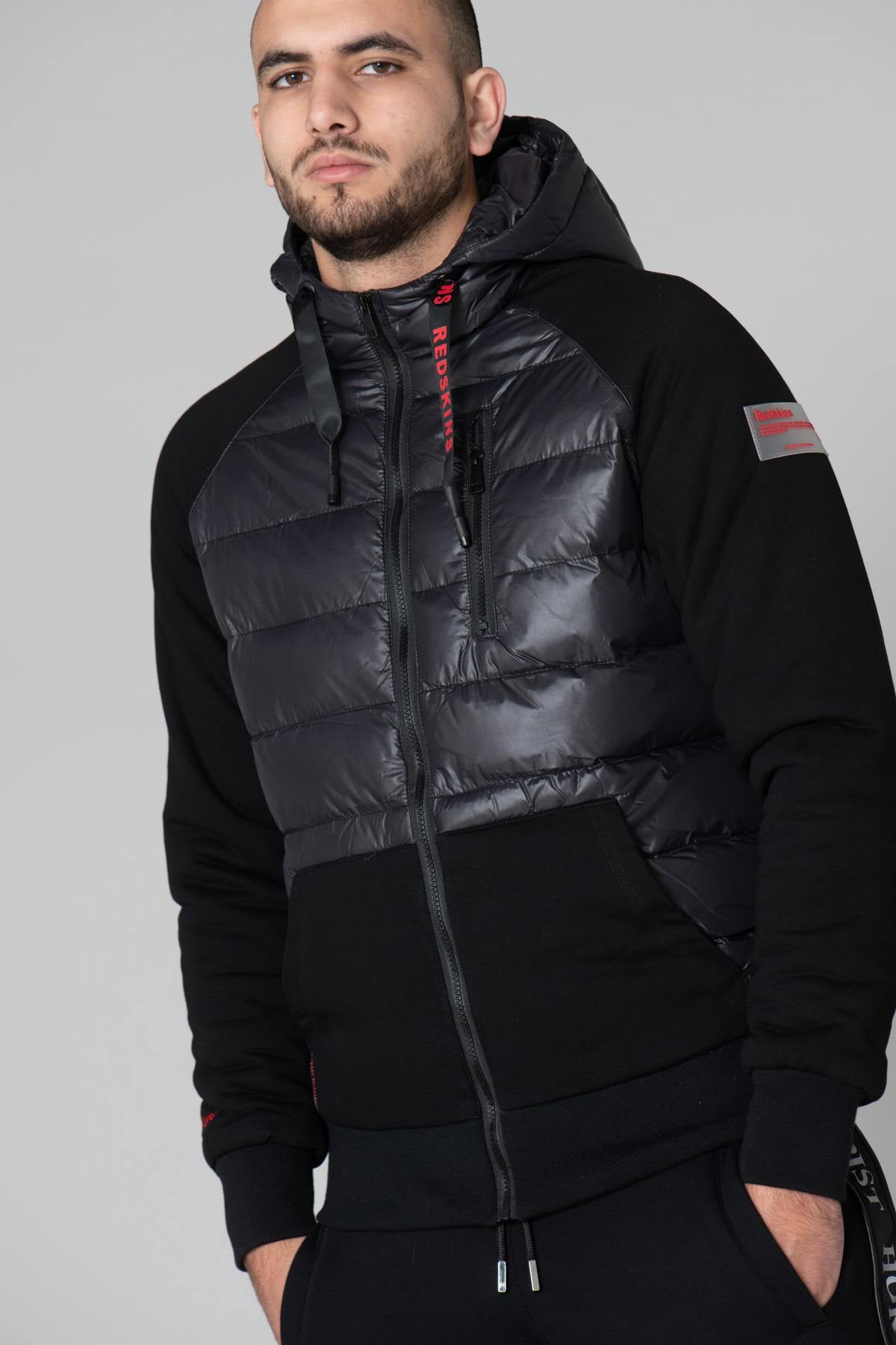 Bi-material sportswear down jacket - Image n°1