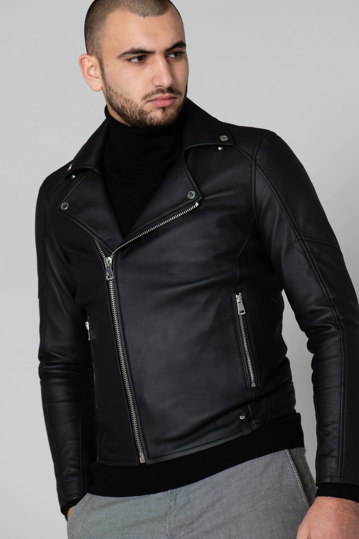 Matte black men's perfecto - Image n°3