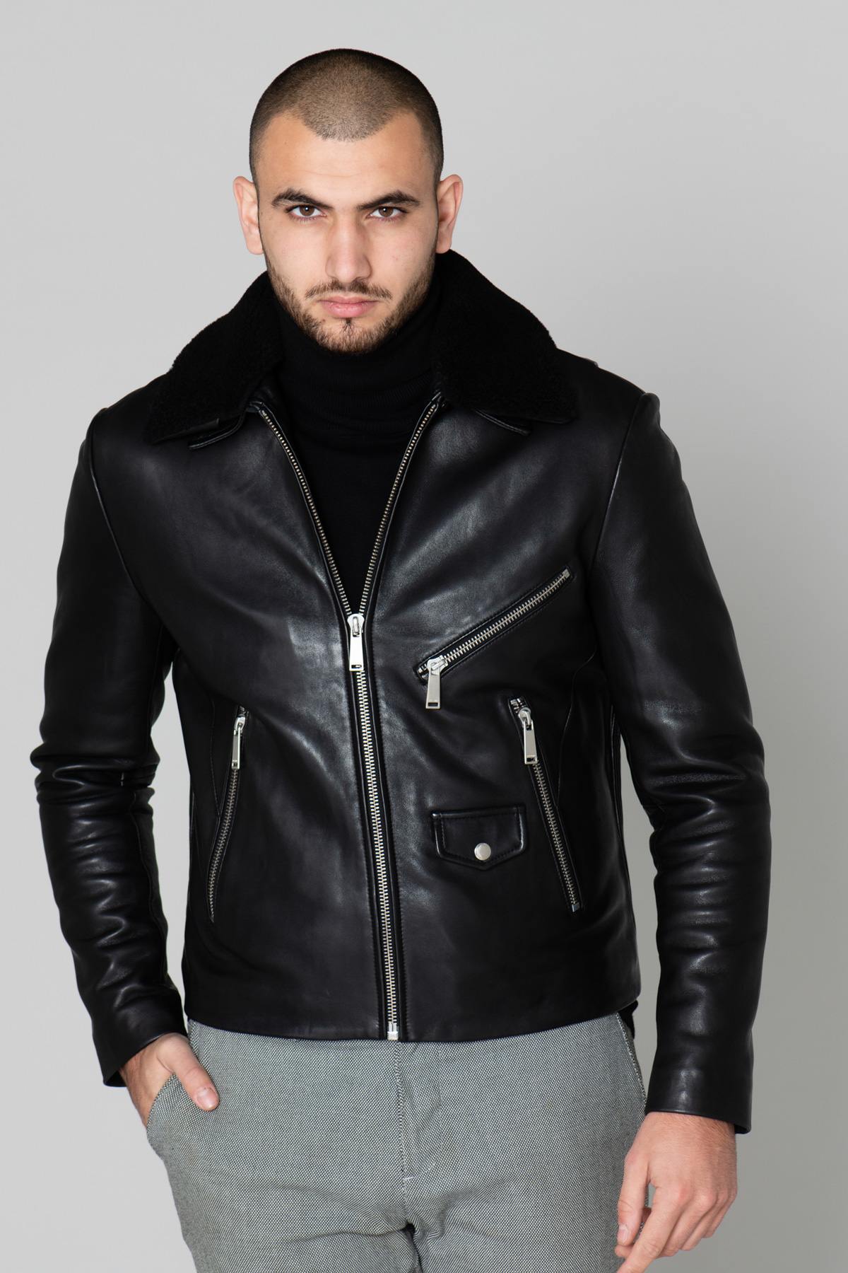 Elegant black leather jacket - Image n°5