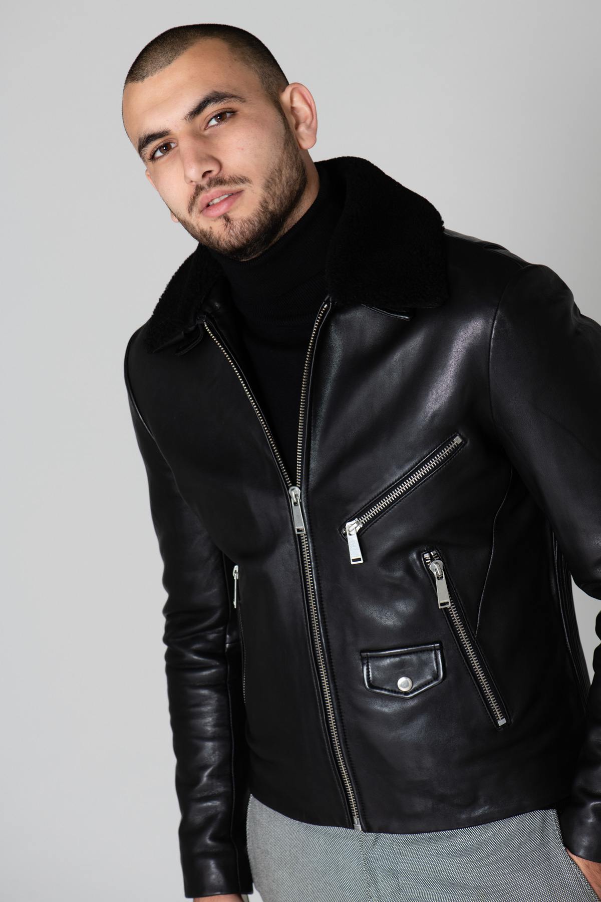 Elegant black leather jacket - Image n°4