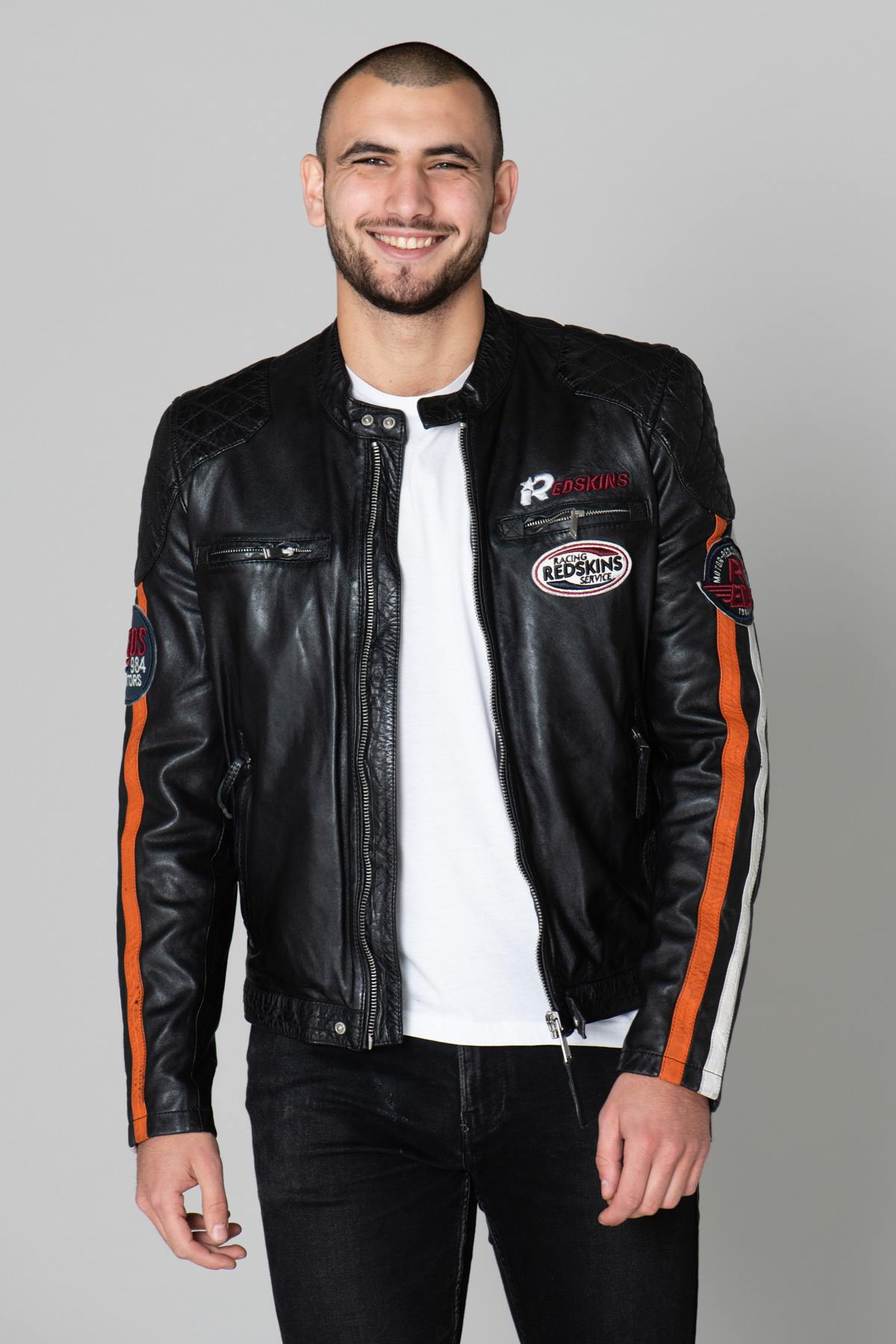 Biker-style jacket with racing stripes - Image n°3