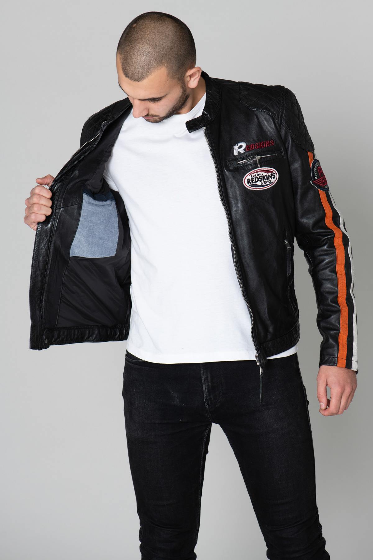 Biker-style jacket with racing stripes - Image n°4