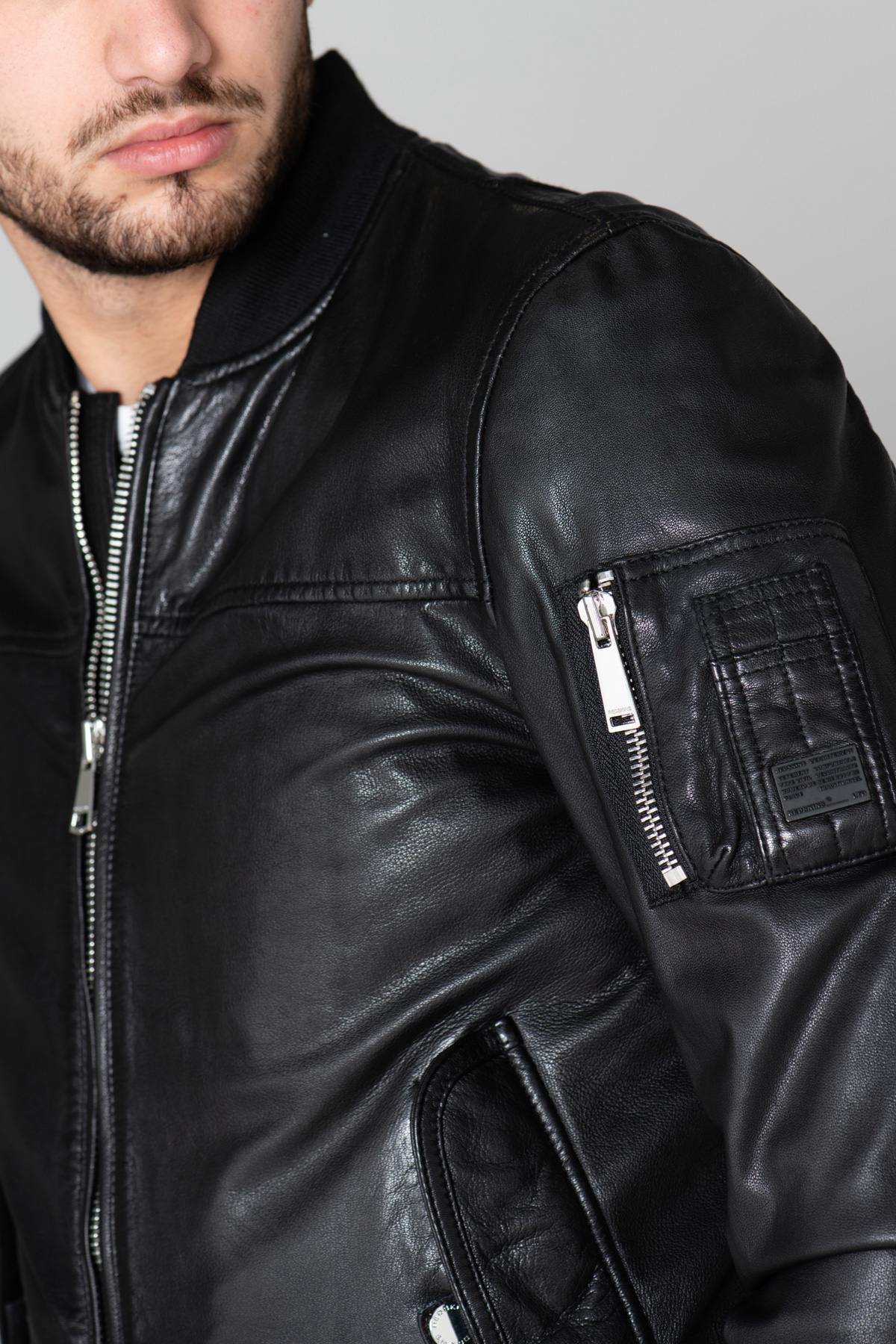 Black leather bomber - Image n°4