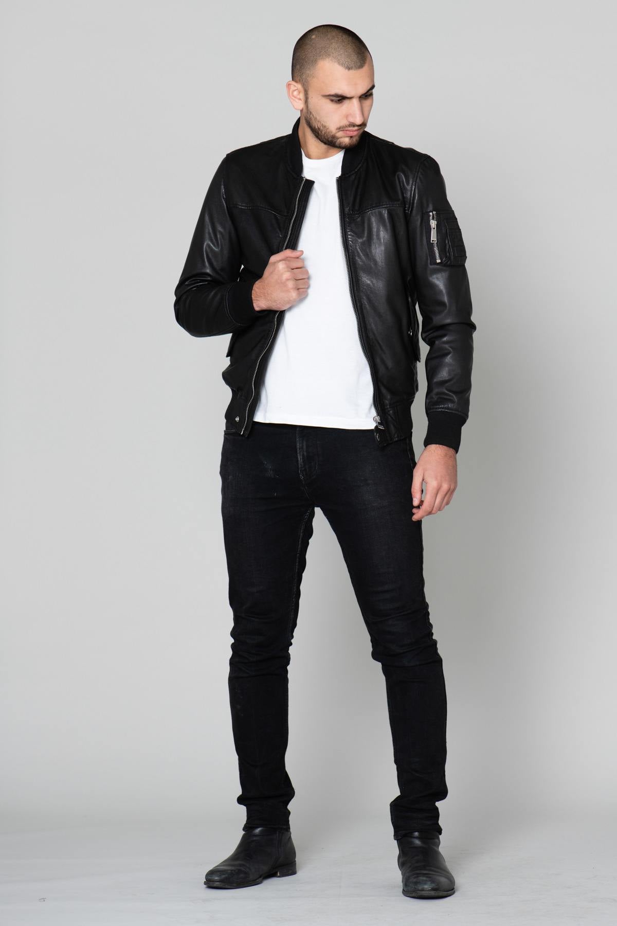 Black leather bomber - Image n°2