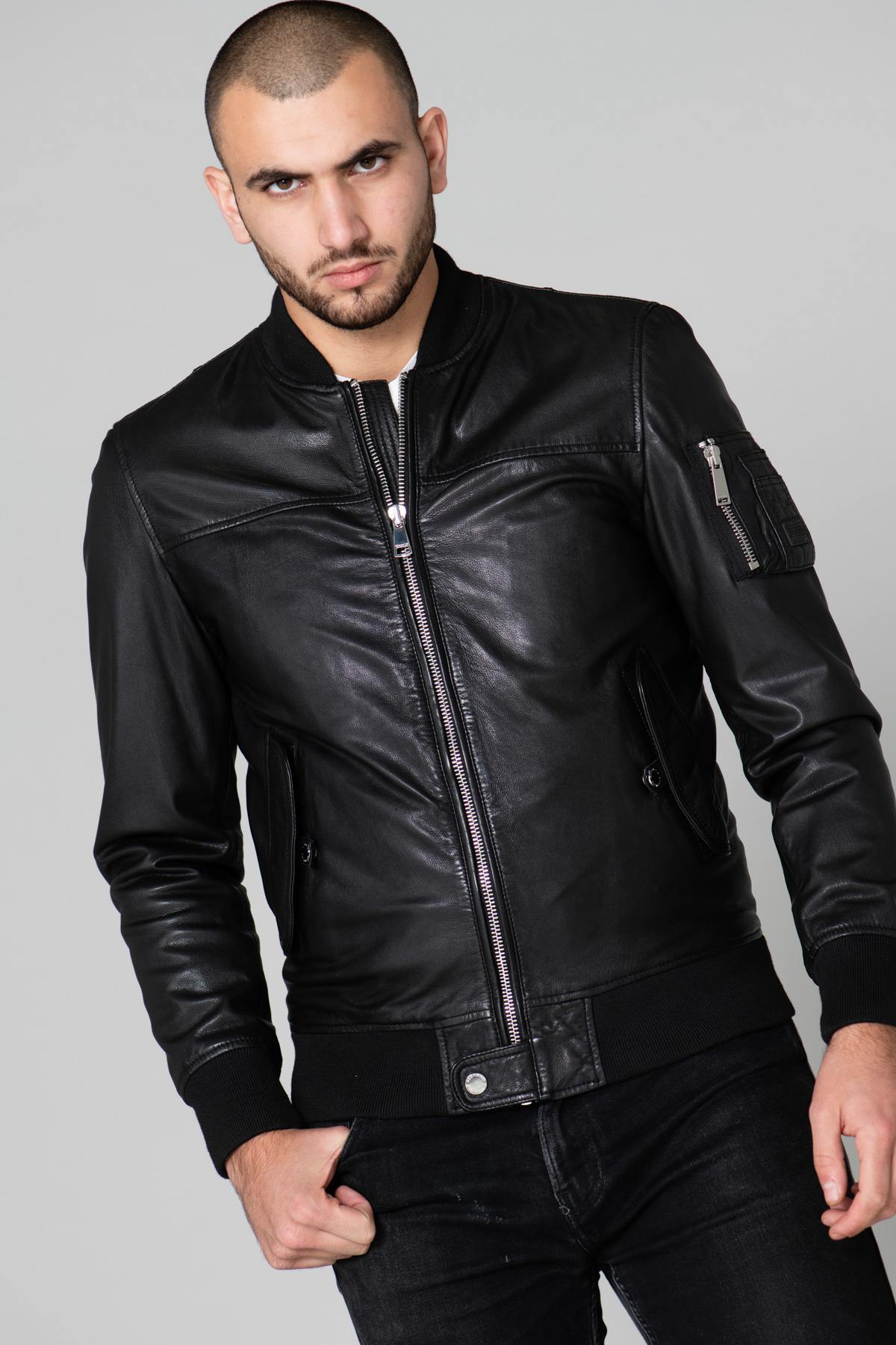 Black leather bomber - Image n°3