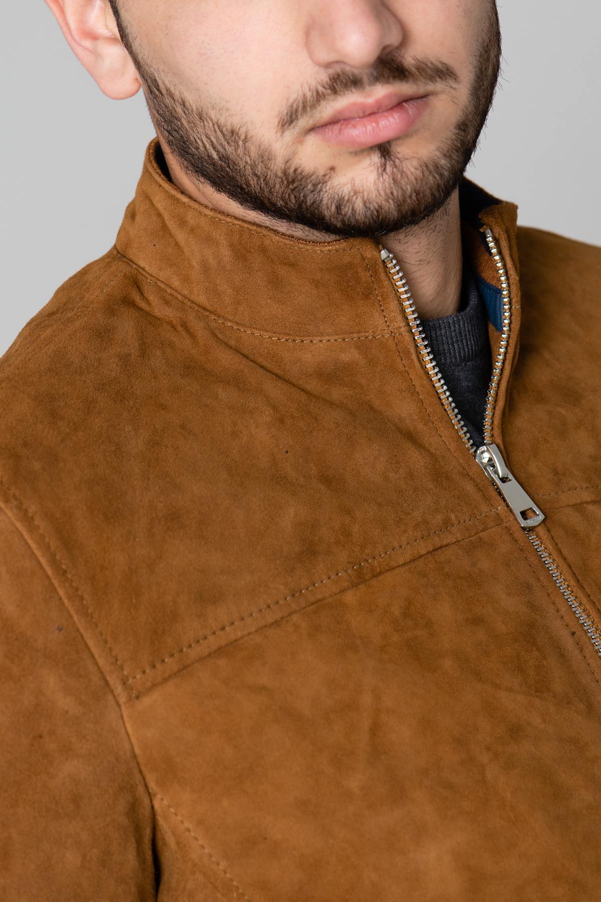 Cognac suede leather jacket - Image n°3