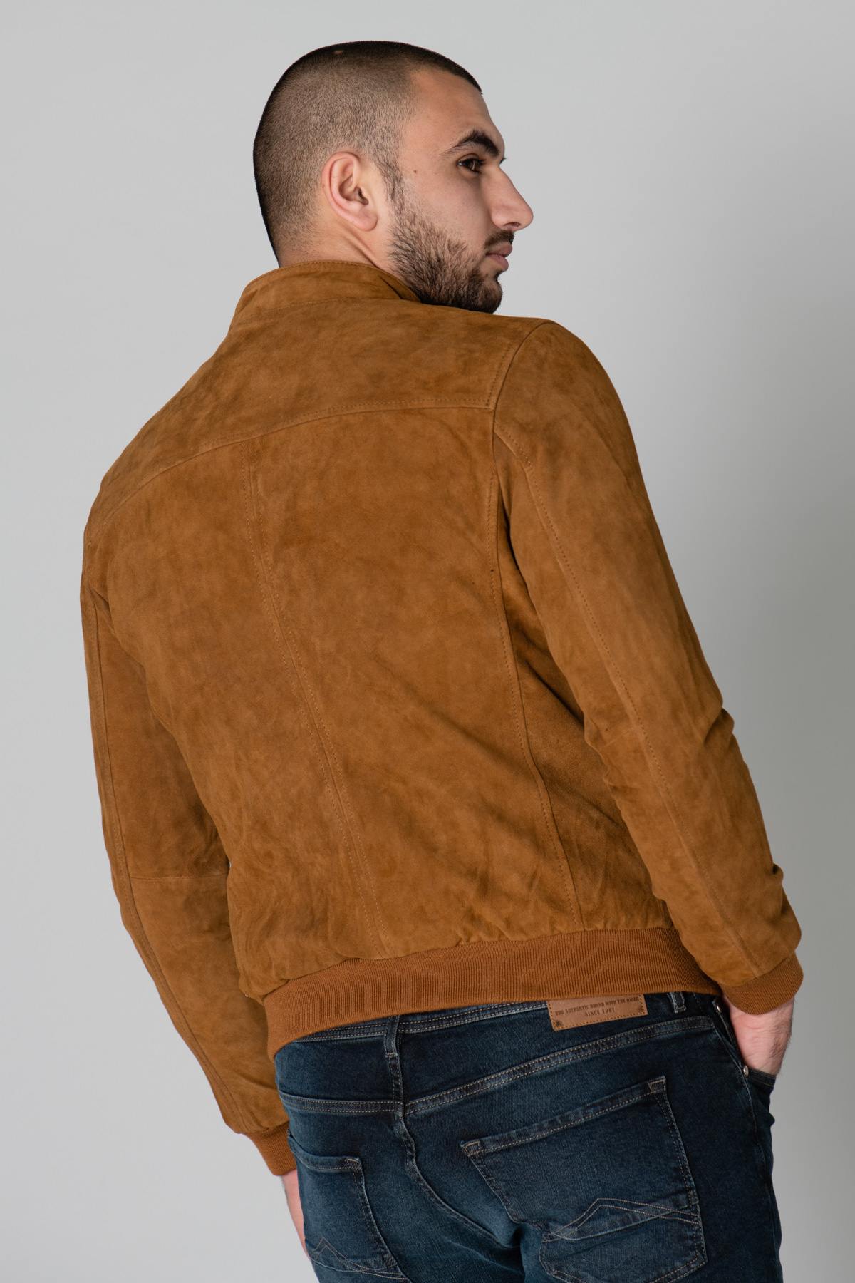 Cognac suede leather jacket - Image n°5