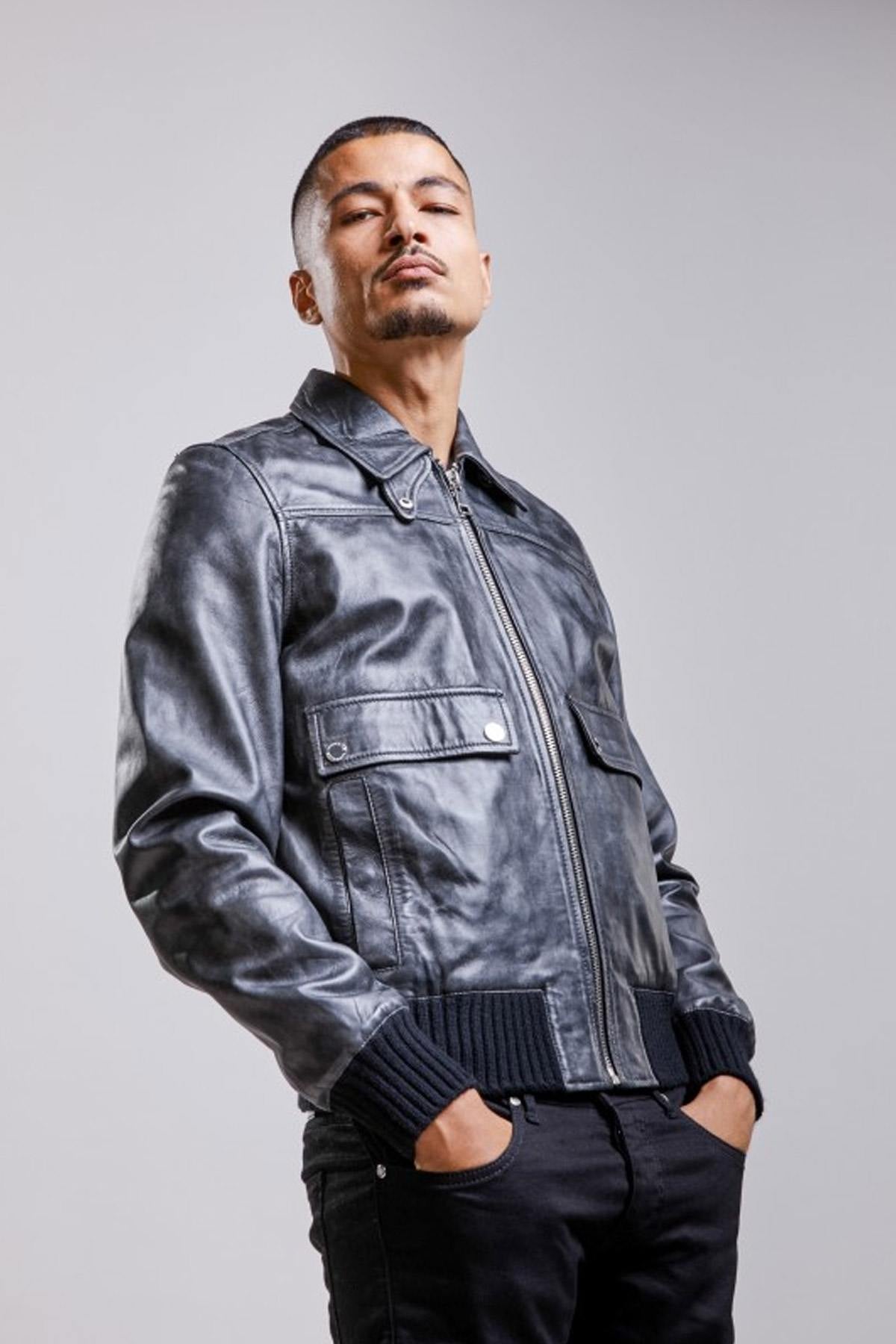 Distressed lambskin military jacket - Image n°2