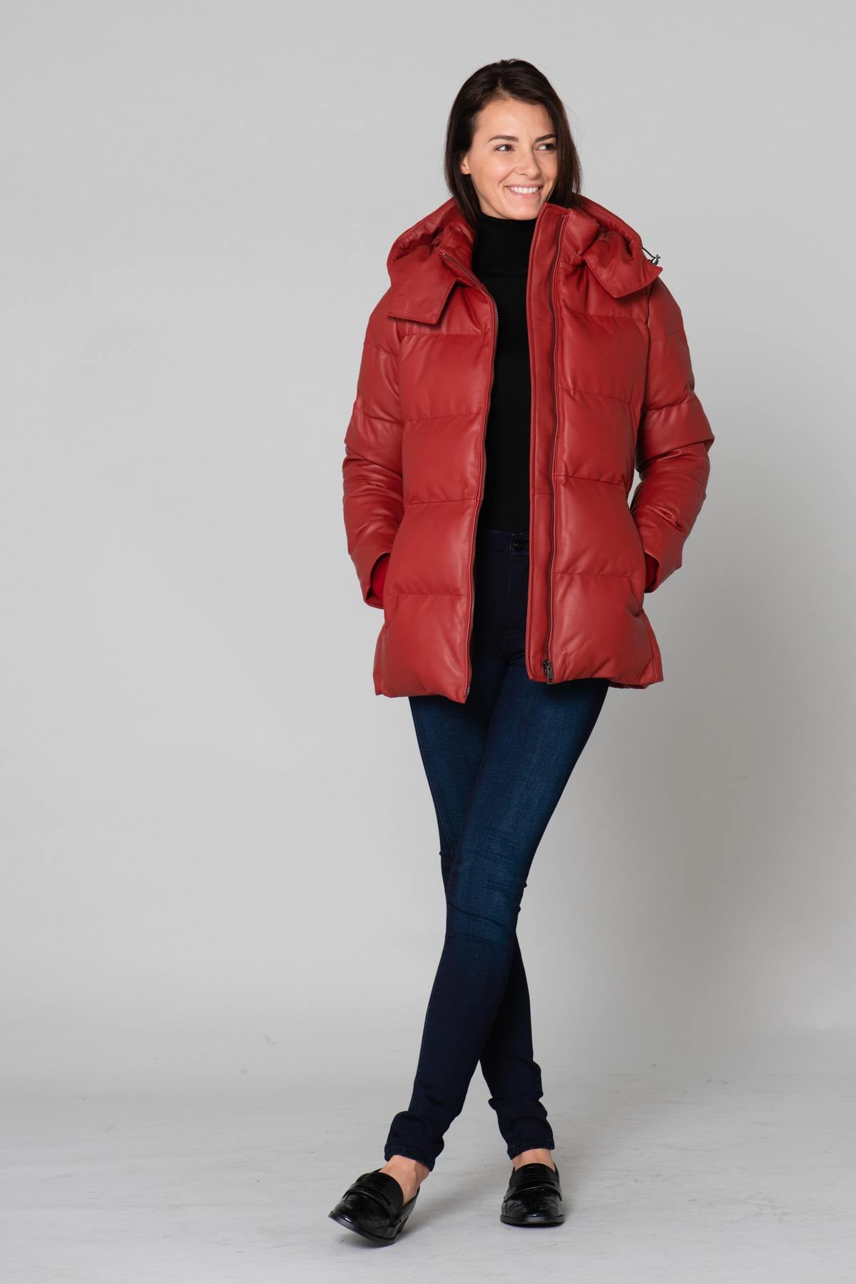 Chic red sportswear down jacket - Image n°3