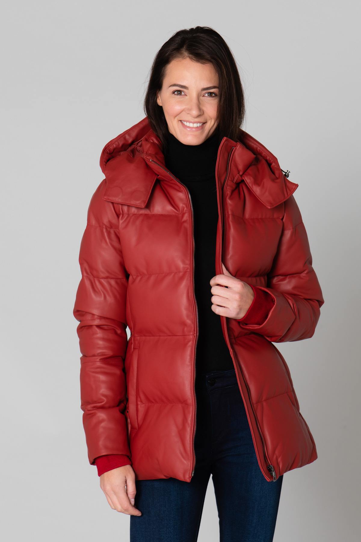 Chic red sportswear down jacket - Image n°1