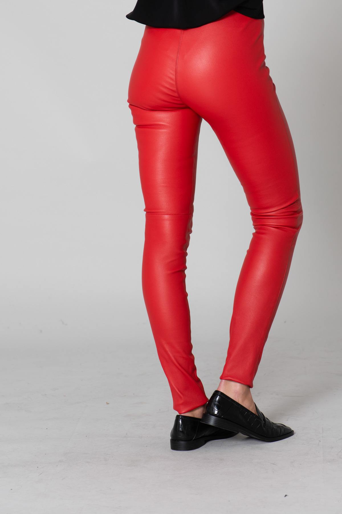 Red slimfit leather pants - Image n°7