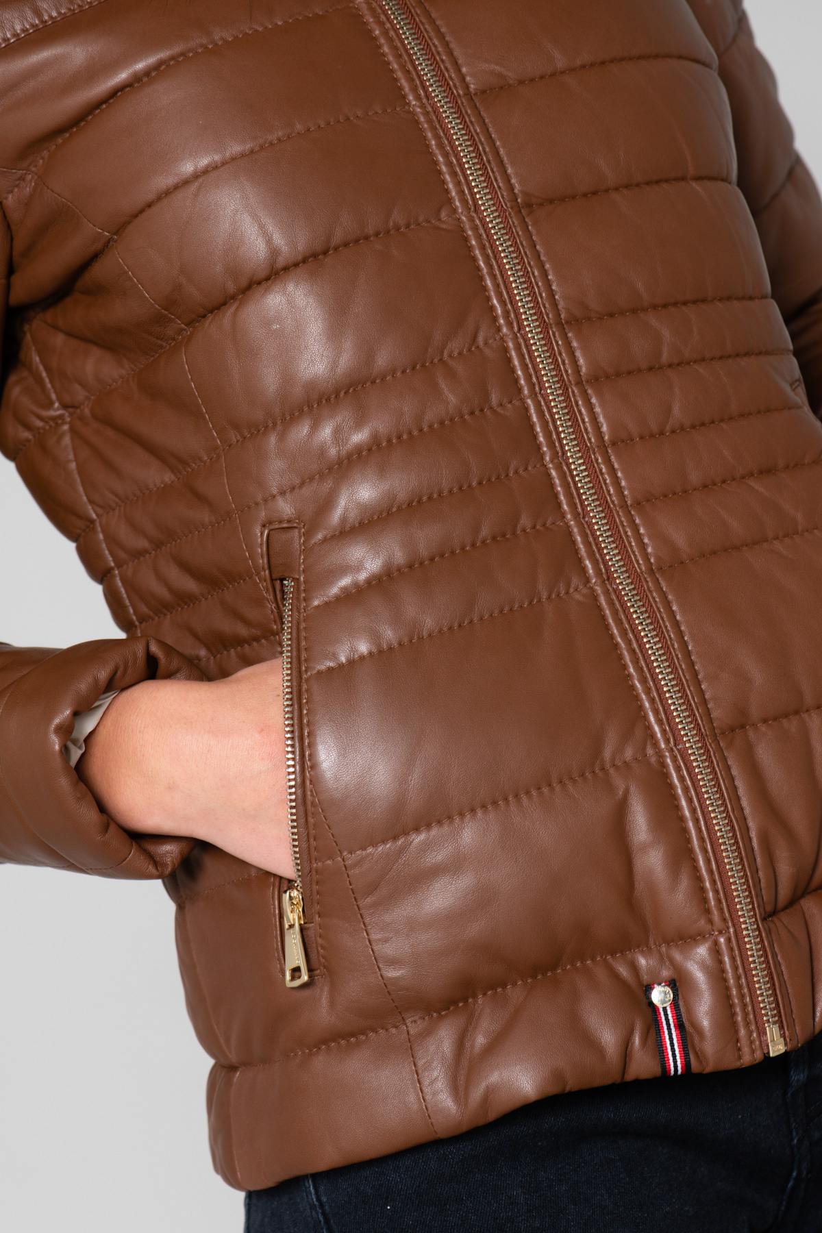 Genuine leather and fur down jacket - Image n°7