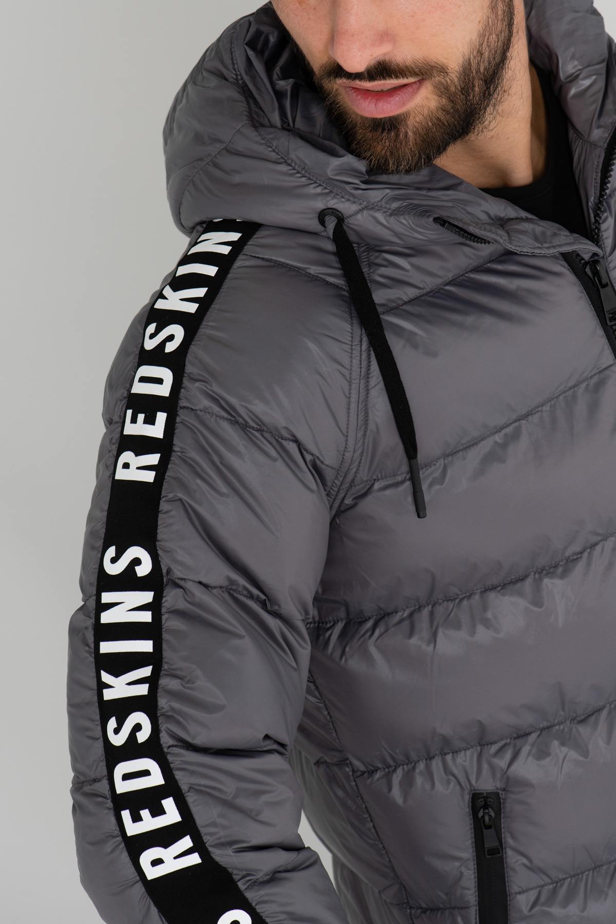 Charcoal gray sports down jacket - Image n°7